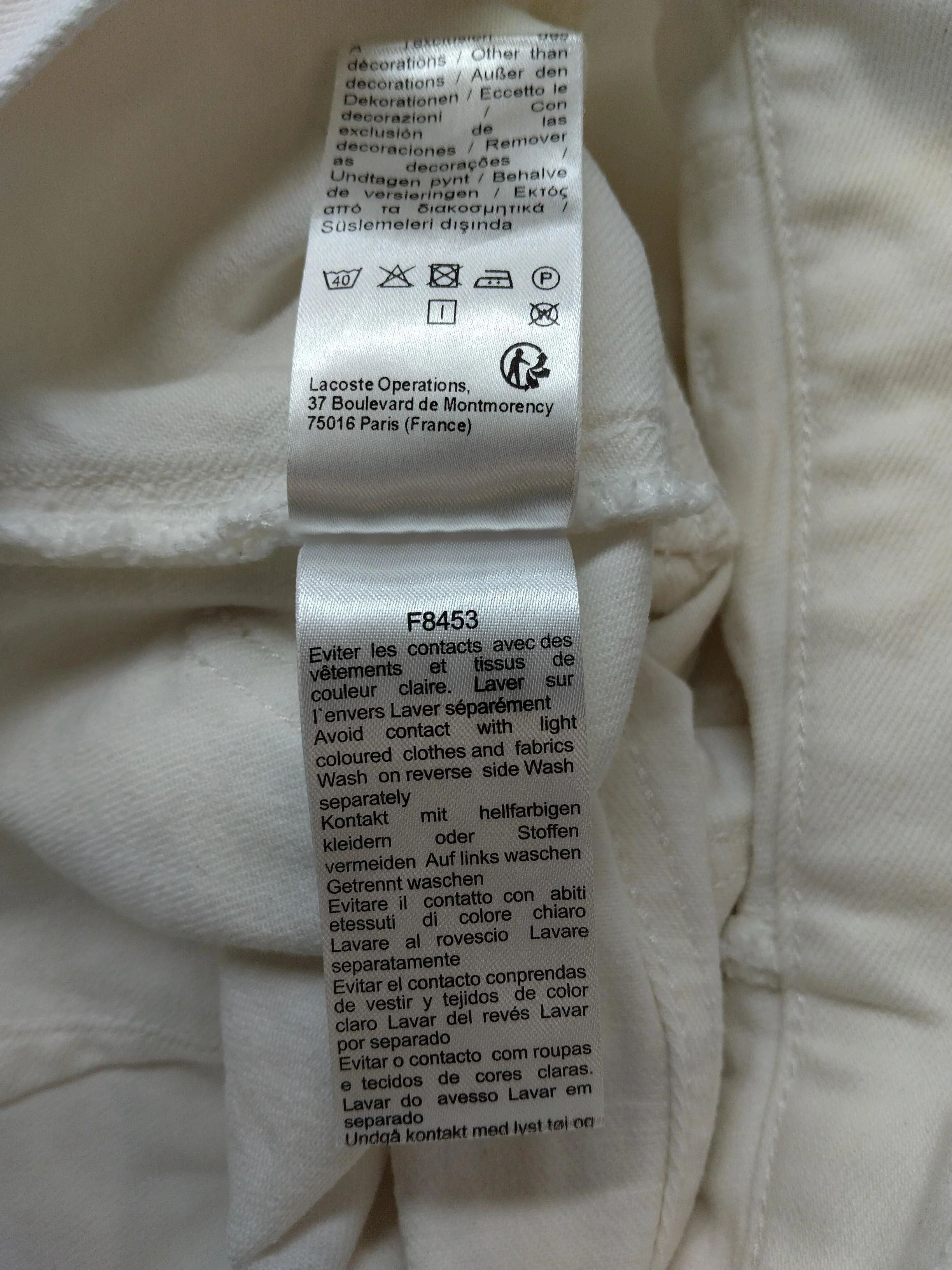 Lacoste Women's Trousers UK 10 White 100% Other Straight Cropped - Image 6