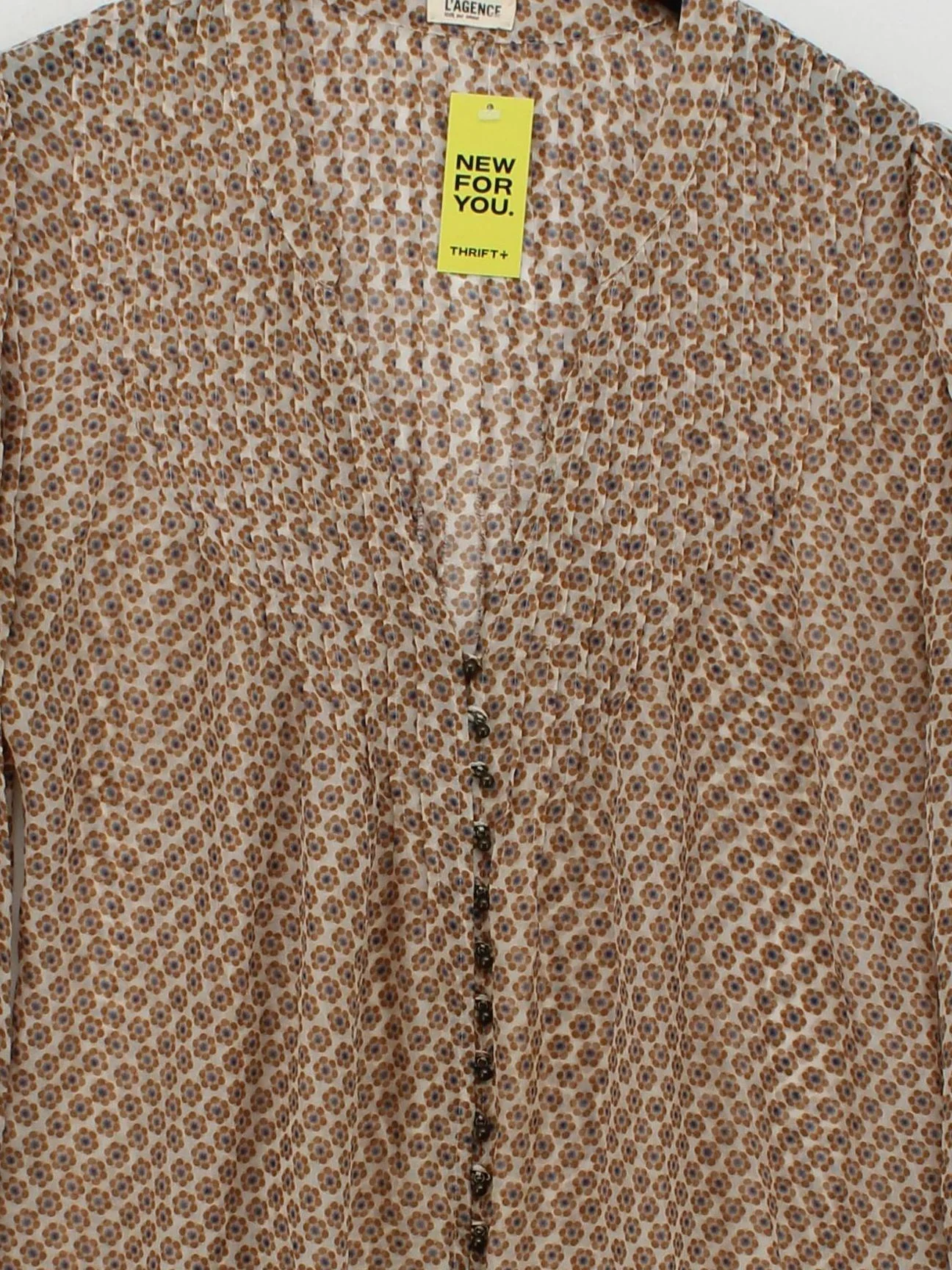 L'agence Women's Blouse UK 12 Multi 100% Silk Long Sleeve V-Neck Basic - Image 3