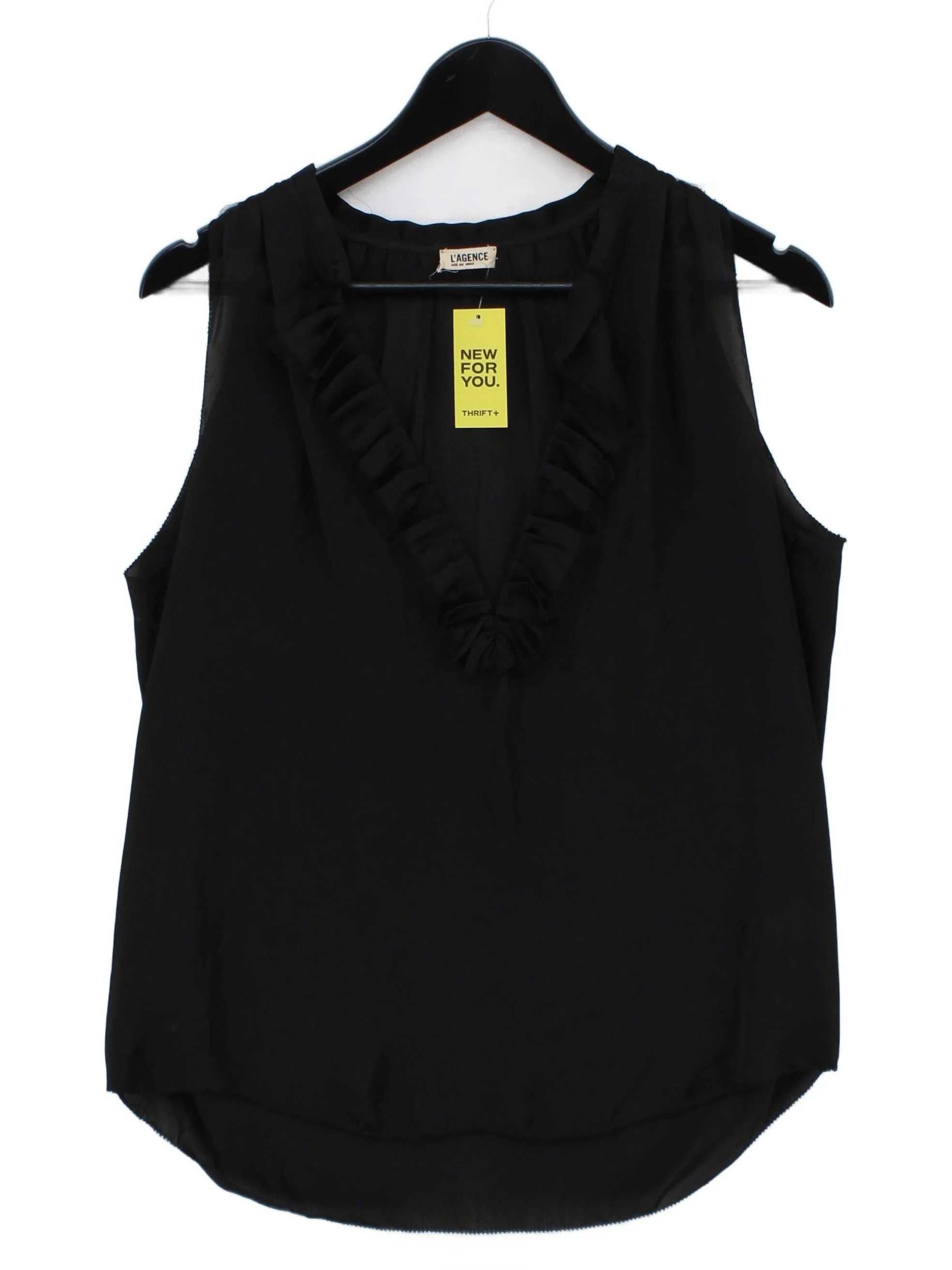 L'agence Women's Top M Black 100% Polyester Sleeveless V-Neck Basic