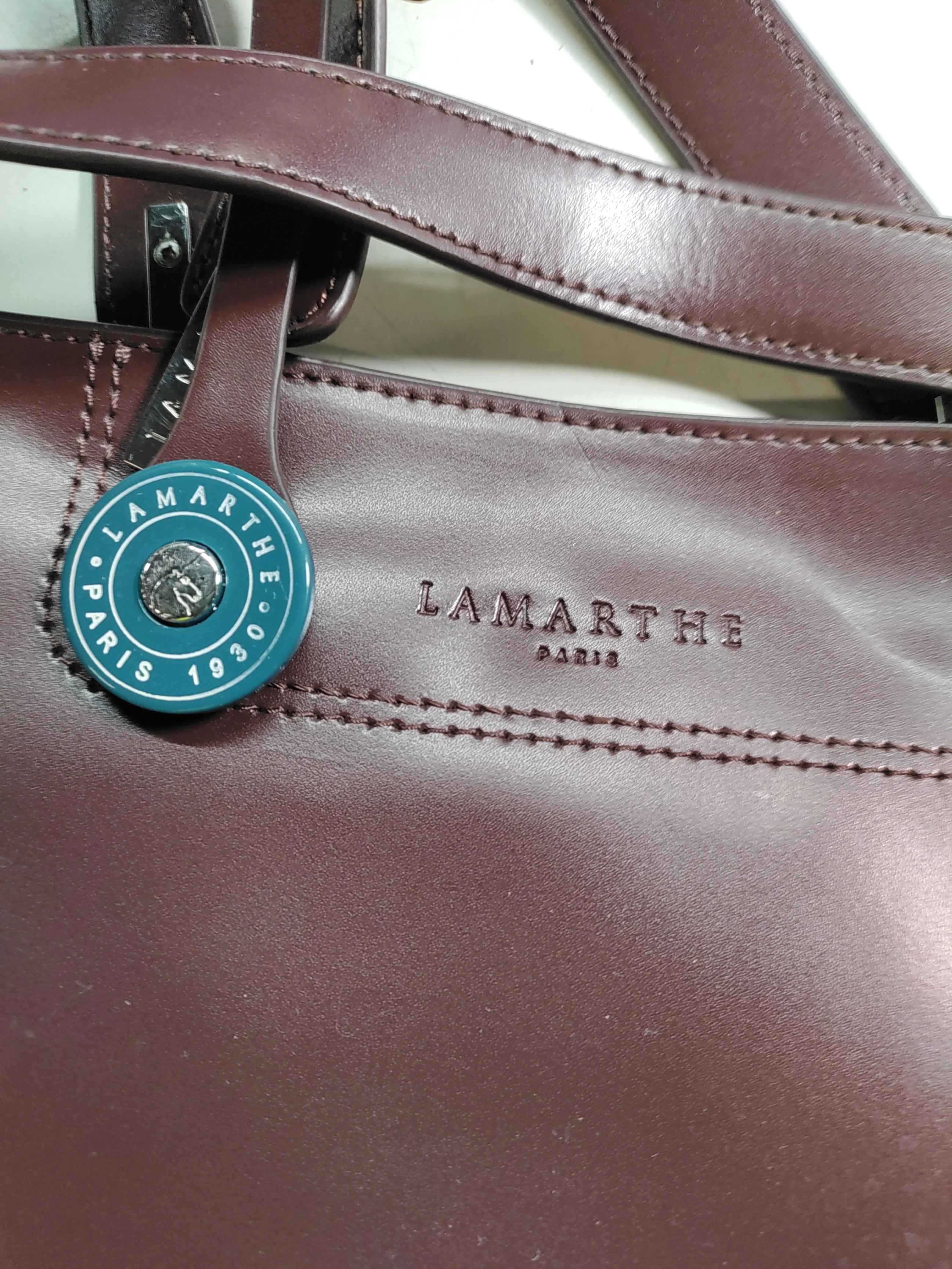 Lamarthe Paris Women's Bag Brown Leather with Nylon, Polyester Tote - Image 5