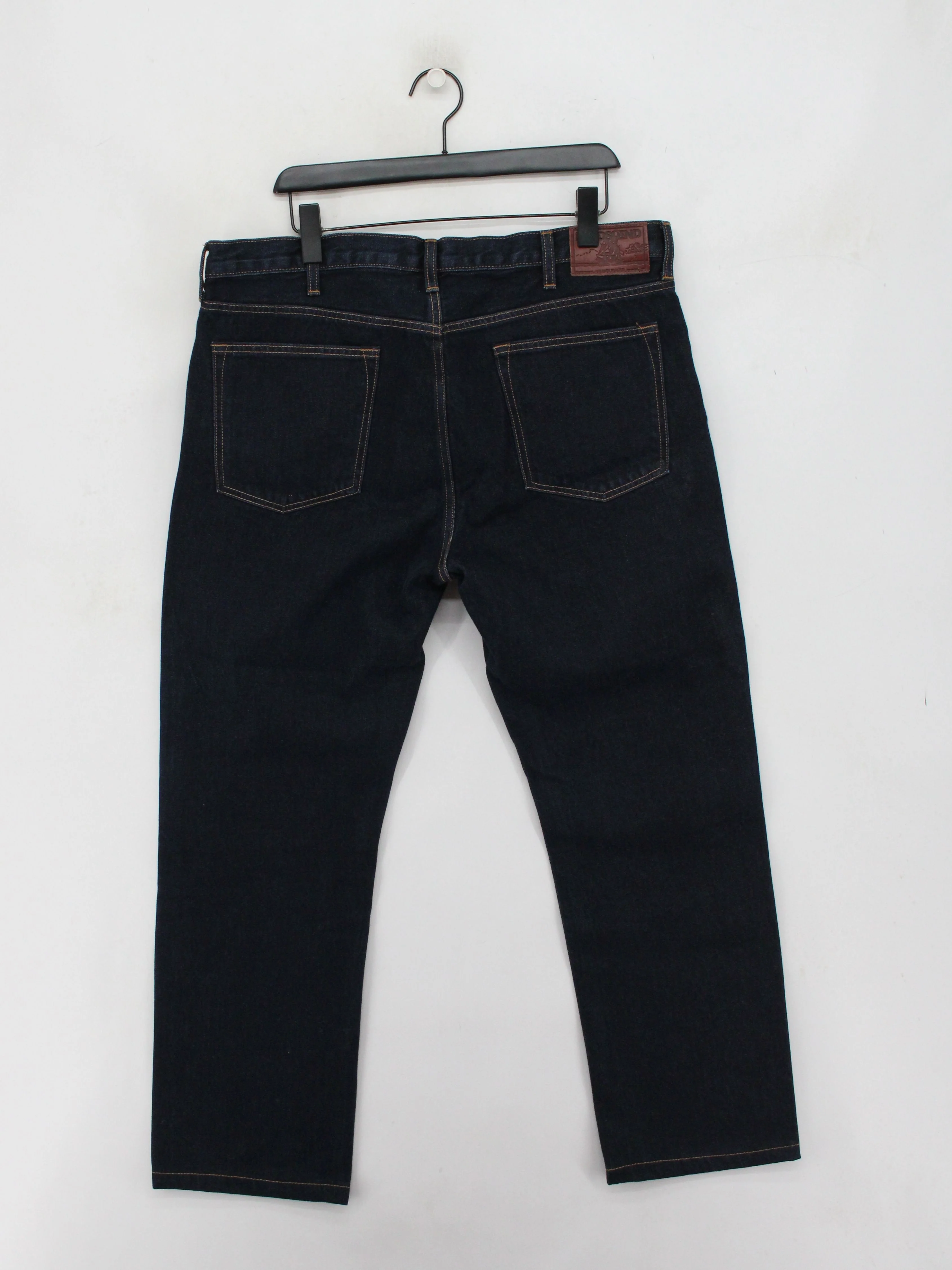 Lands End Men's Jeans W 38 in Blue Cotton with Leather Straight - Image 2