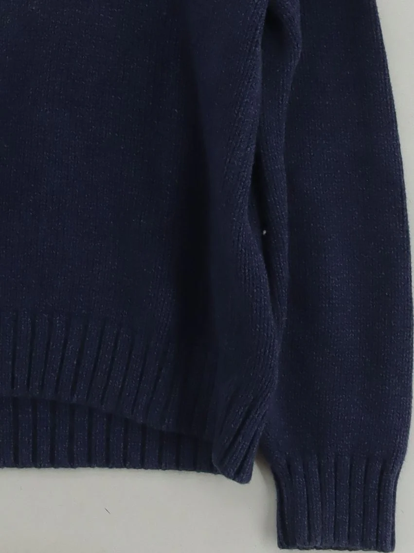 Lands End Men's Jumper L Blue Graphic 100% Cotton Round Neck Pullover - Image 4