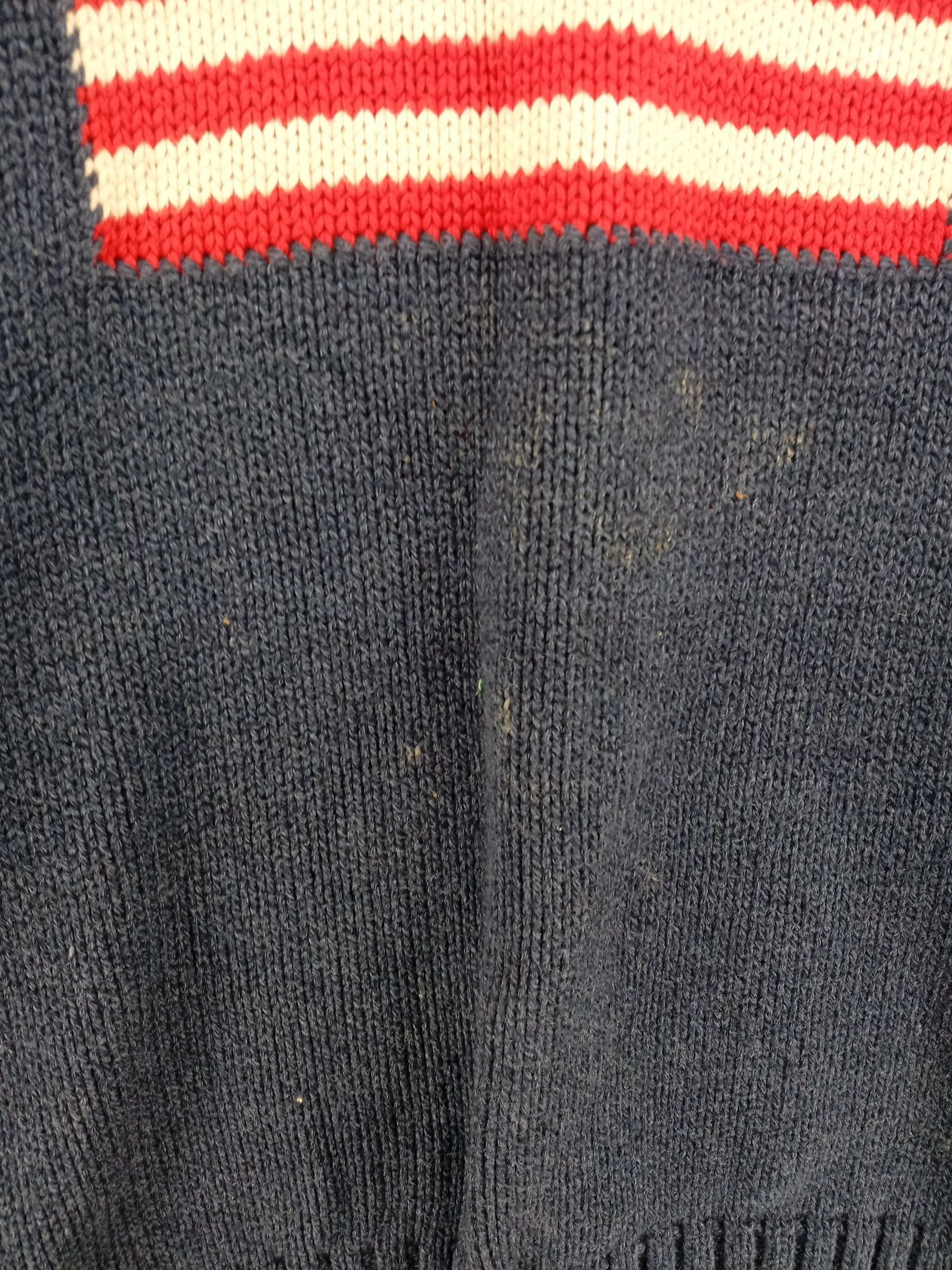 Lands End Men's Jumper L Blue Graphic 100% Cotton Round Neck Pullover - Image 5