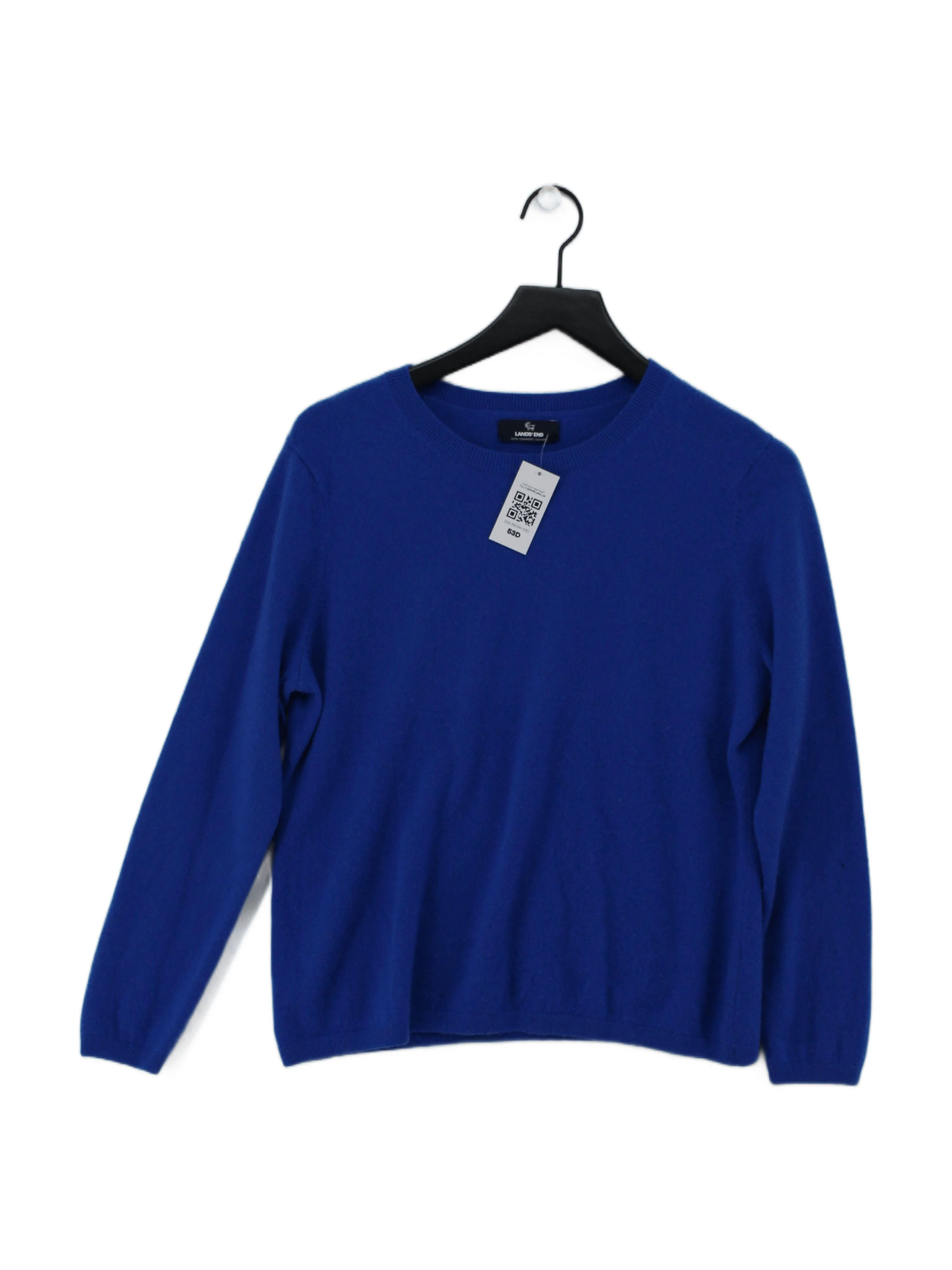 Lands End Men's Jumper S Blue 100% Cashmere Round Neck Pullover