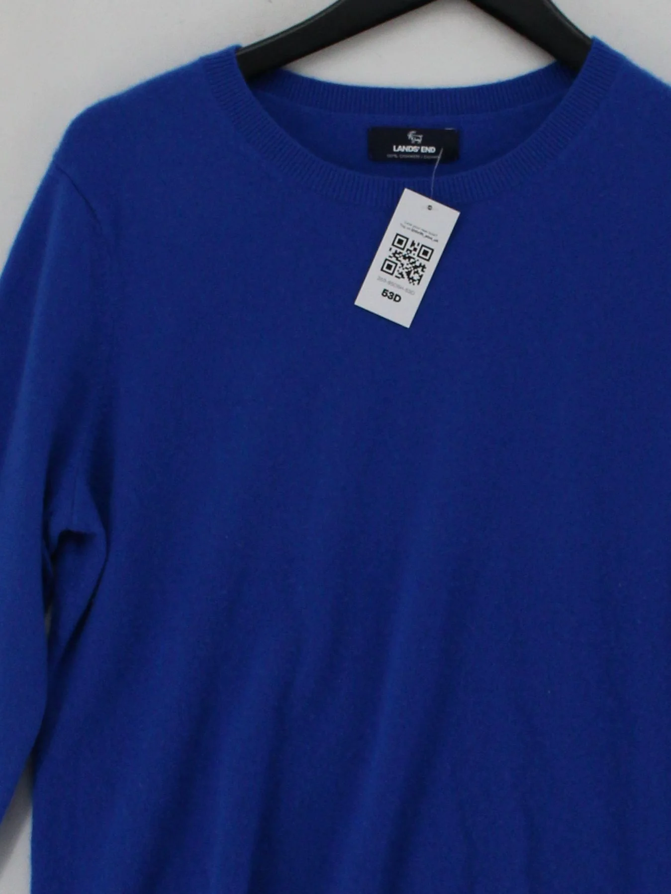 Lands End Men's Jumper S Blue 100% Cashmere Round Neck Pullover - Image 3