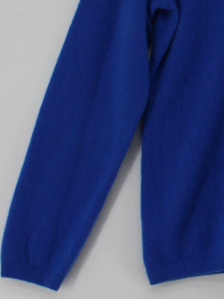 Lands End Men's Jumper S Blue 100% Cashmere Round Neck Pullover - Image 4
