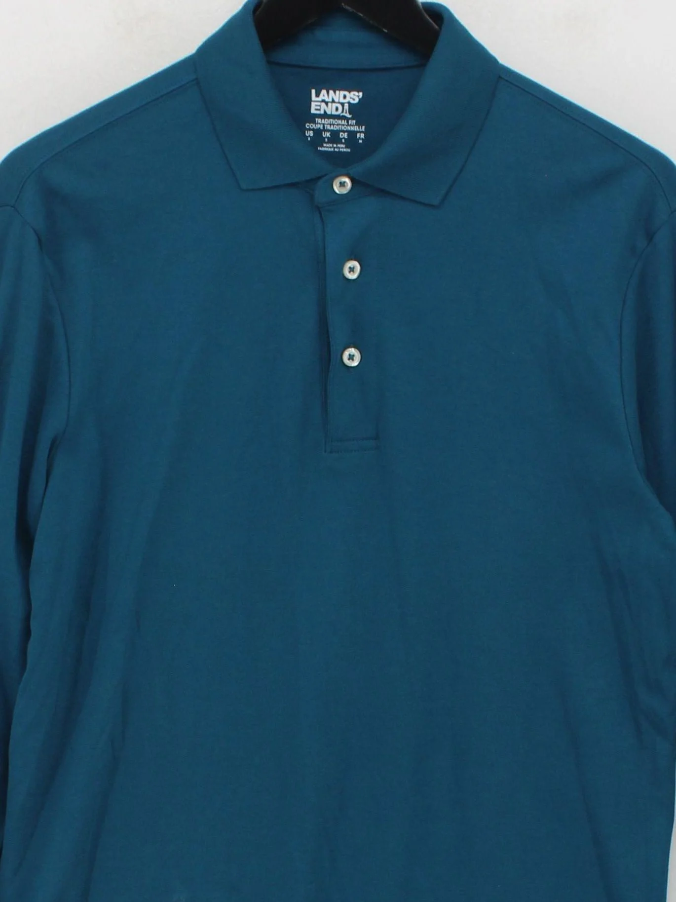 Lands End Men's Polo S Blue Cotton with Elastane Basic - Image 3