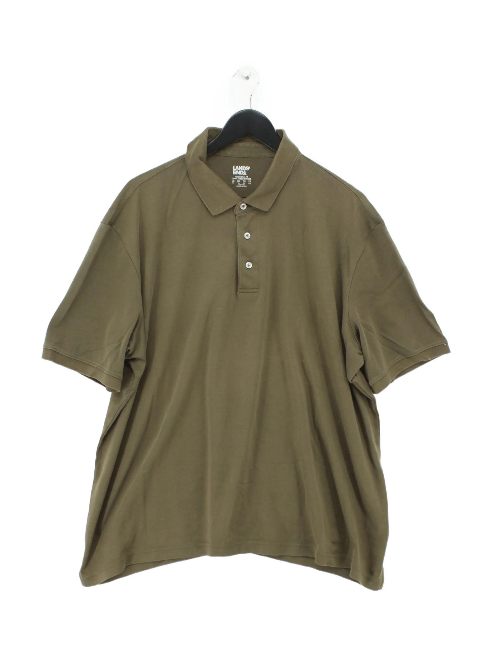 Lands End Men's Polo XXL Green Cotton with Elastane Basic