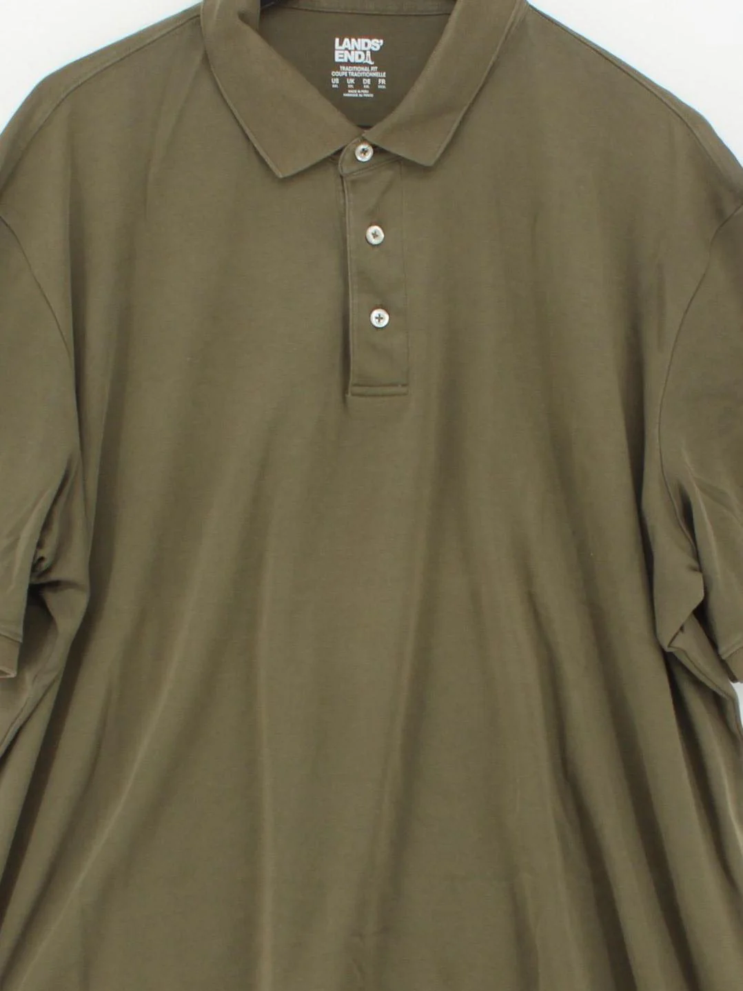 Lands End Men's Polo XXL Green Cotton with Elastane Basic - Image 3