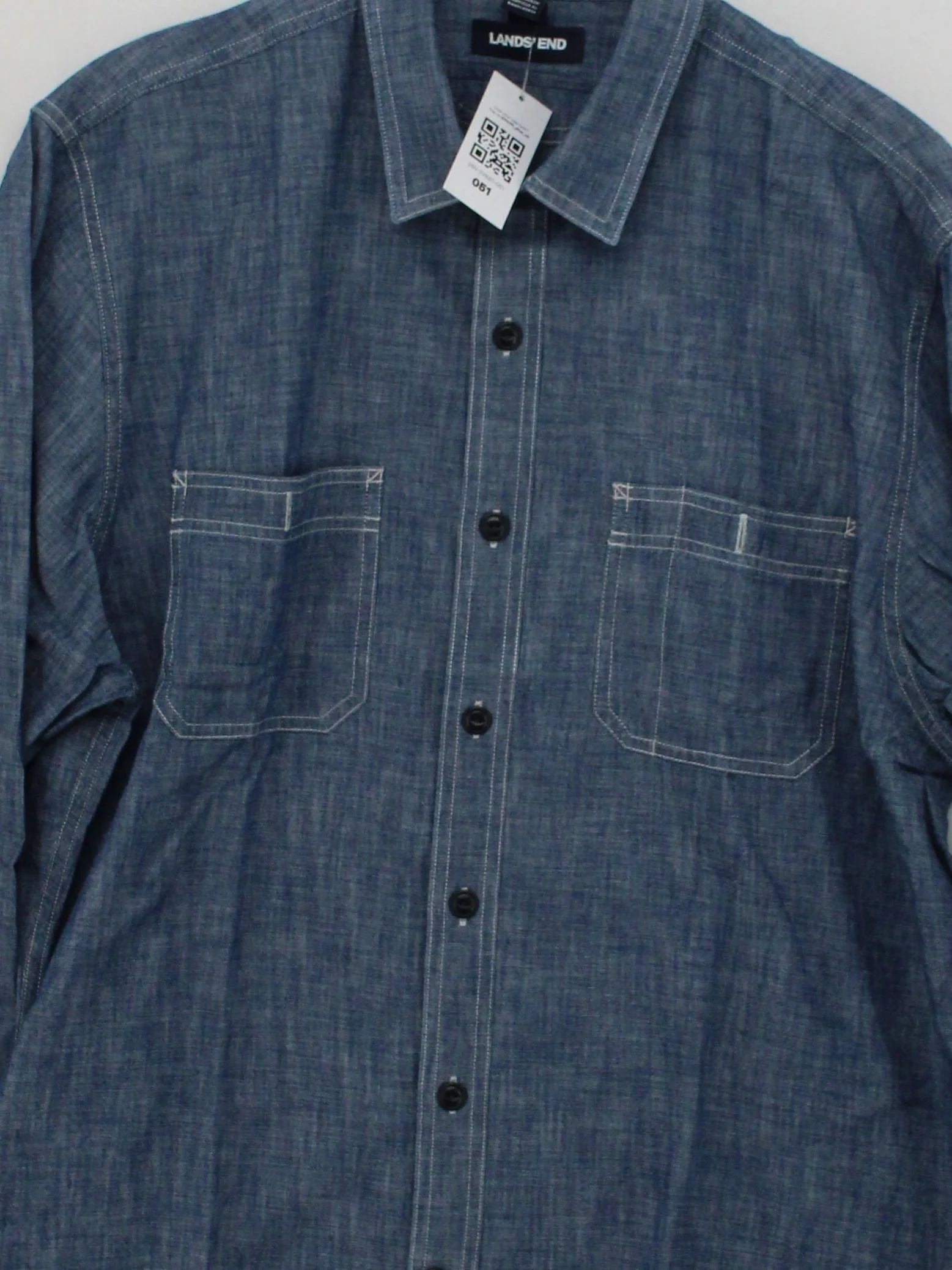 Lands End Men's Shirt L Blue 100% Cotton Basic - Image 3