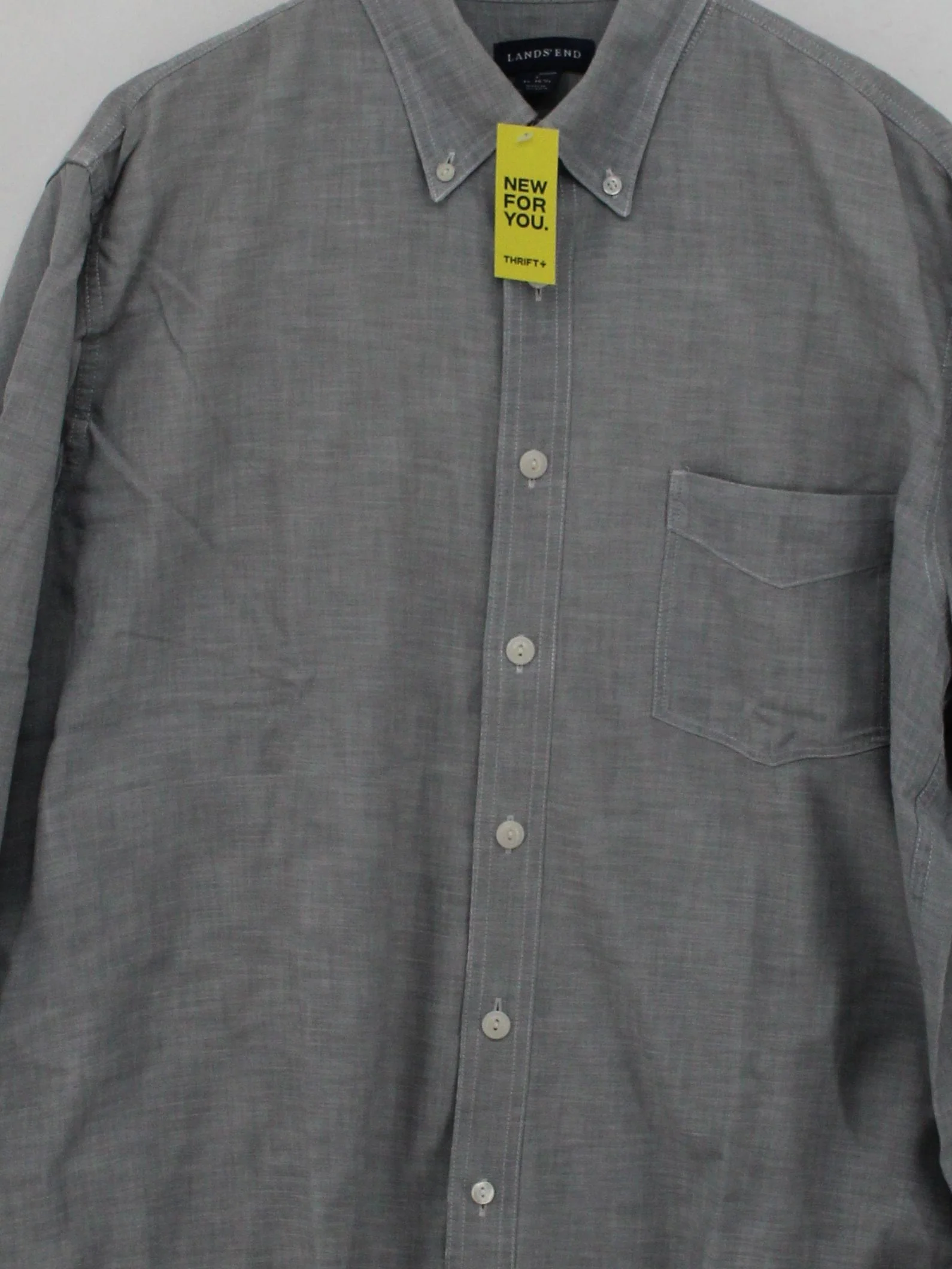 Lands End Men's Shirt L Grey 100% Cotton Basic - Image 3