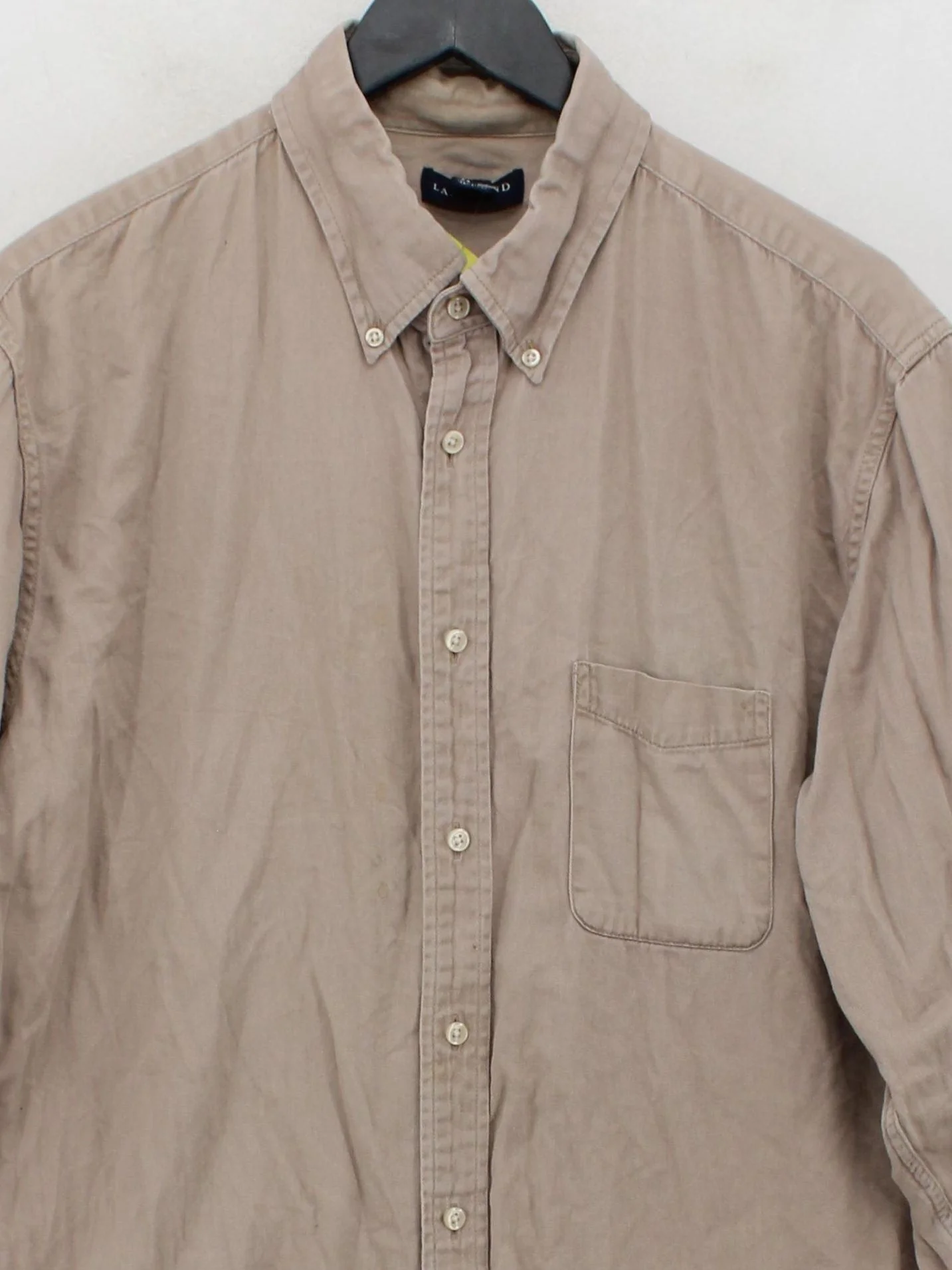 Lands End Men's Shirt L Tan 100% Cotton Basic - Image 3