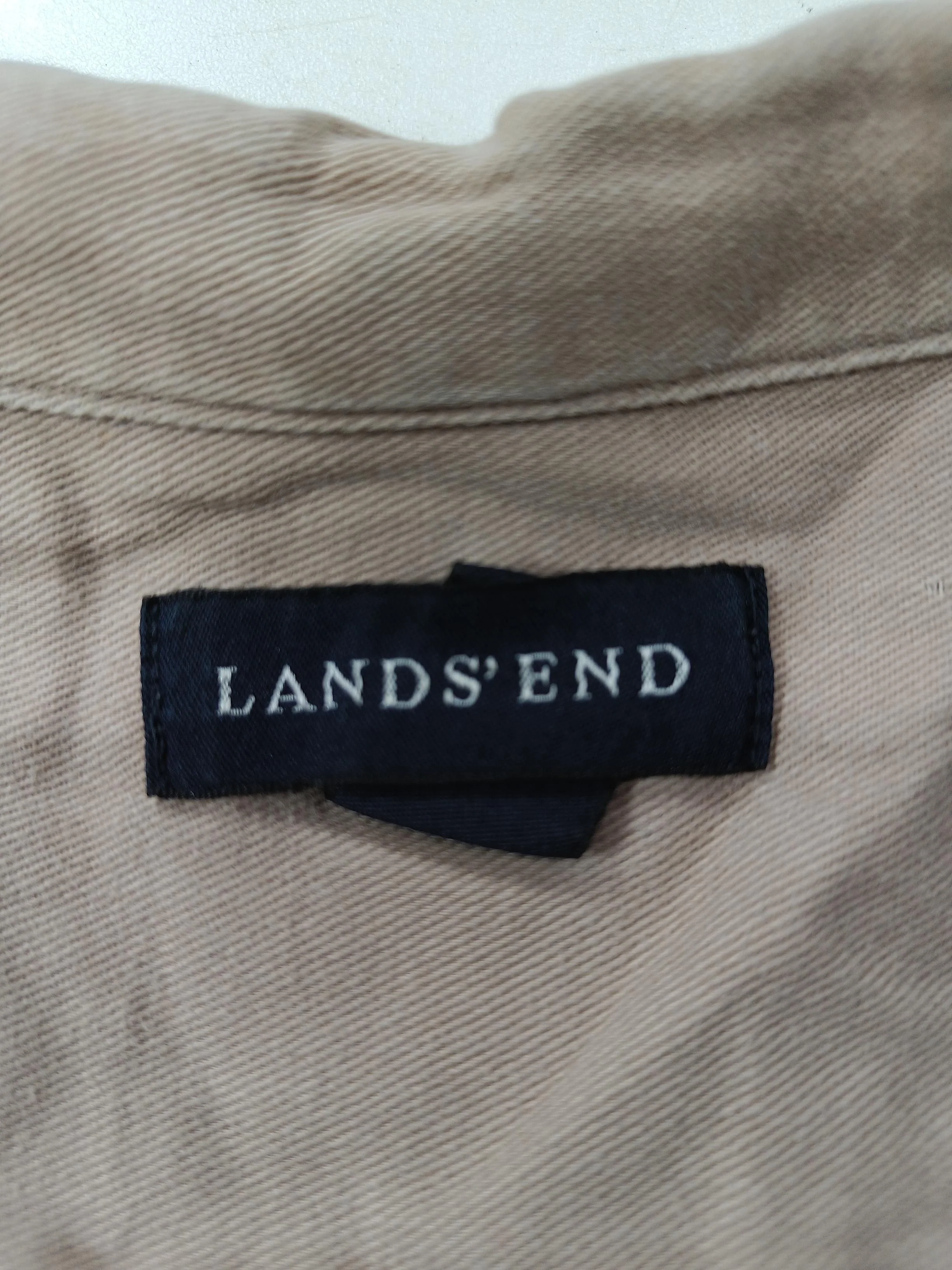 Lands End Men's Shirt L Tan 100% Cotton Basic - Image 7