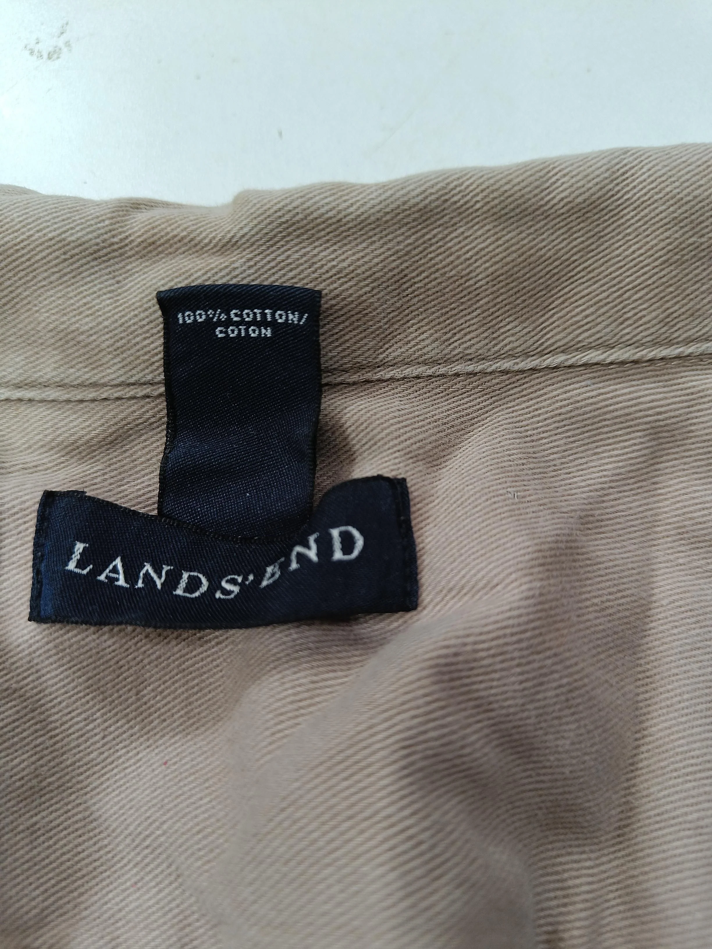Lands End Men's Shirt L Tan 100% Cotton Basic - Image 8