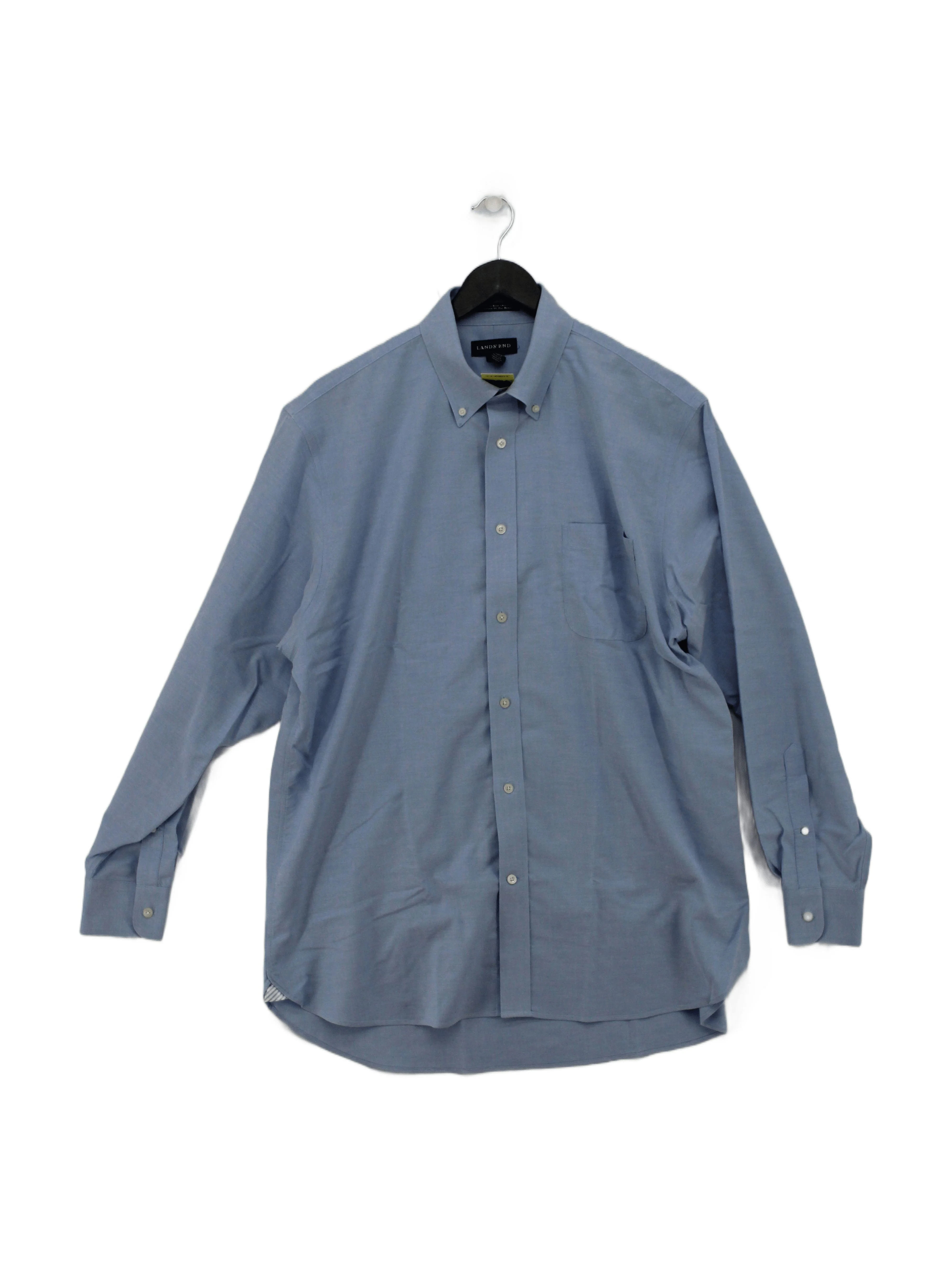 Lands End Men's Shirt M Blue 100% Cotton Basic