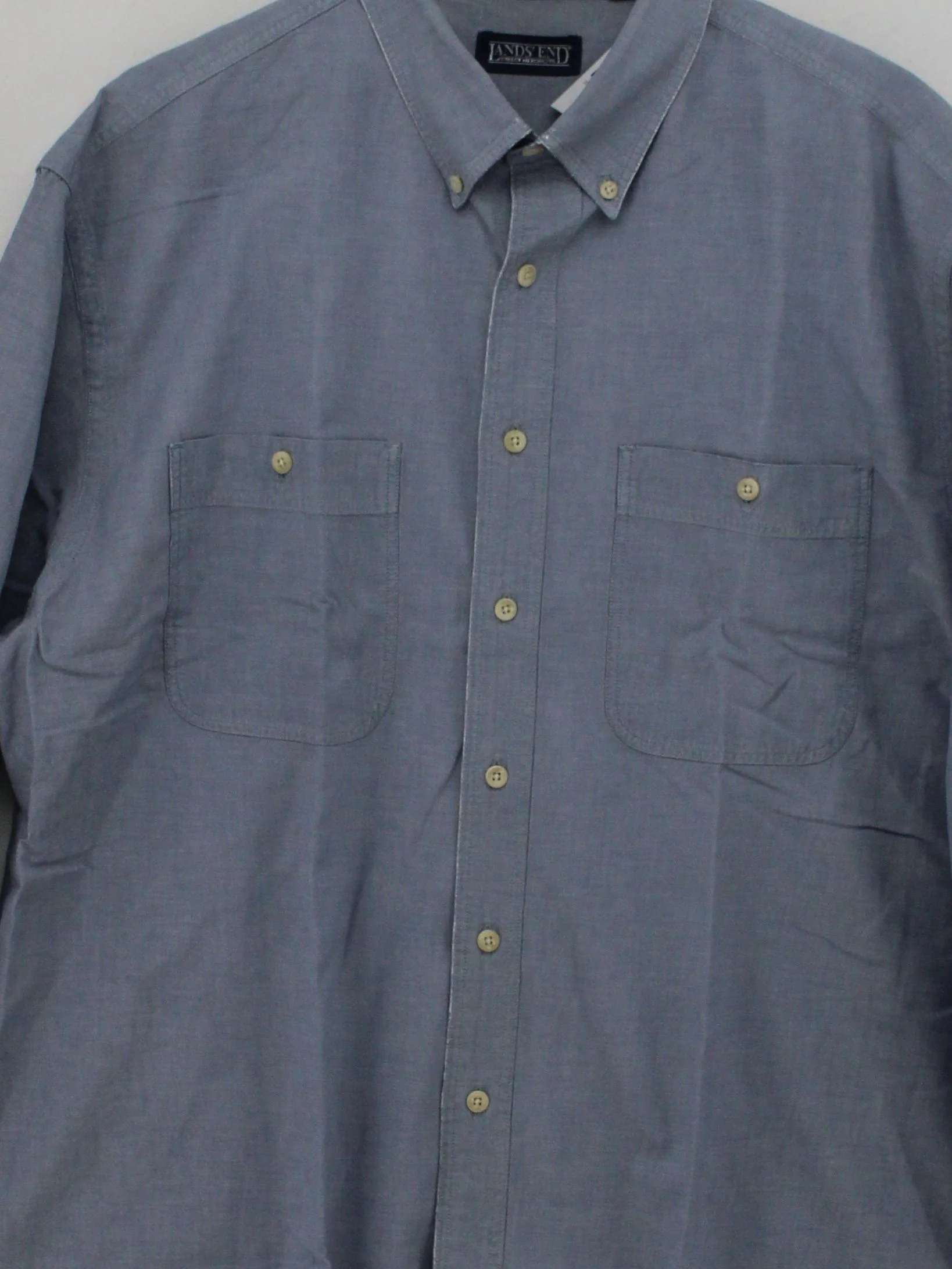 Lands End Men's Shirt M Blue 100% Cotton Basic - Image 3