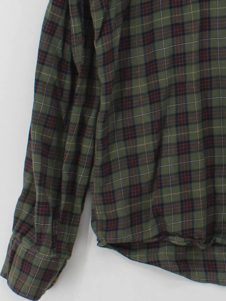 Lands End Men's Shirt M Green Checkered 100% Cotton Basic - Image 4