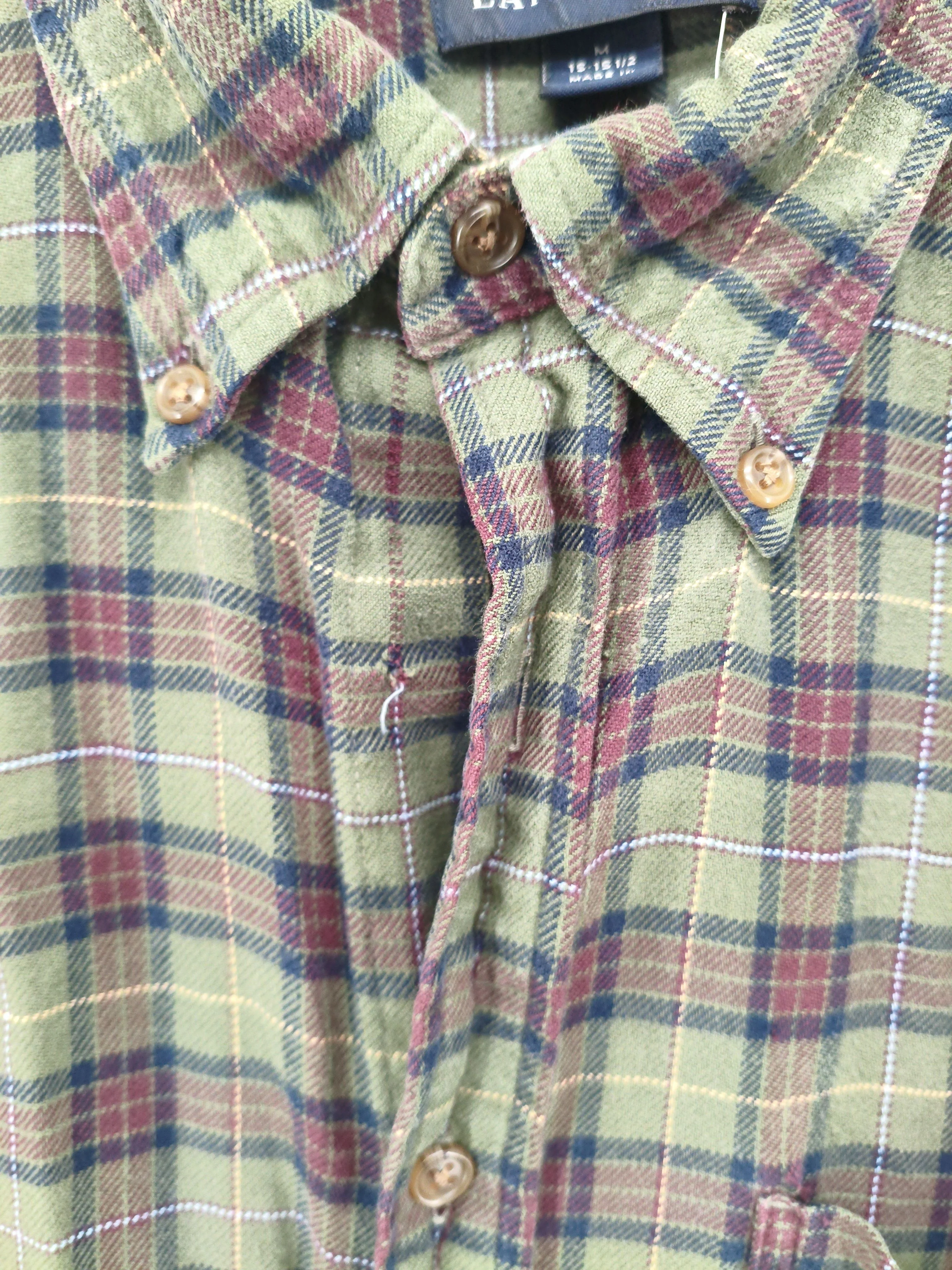 Lands End Men's Shirt M Green Checkered 100% Cotton Basic - Image 5
