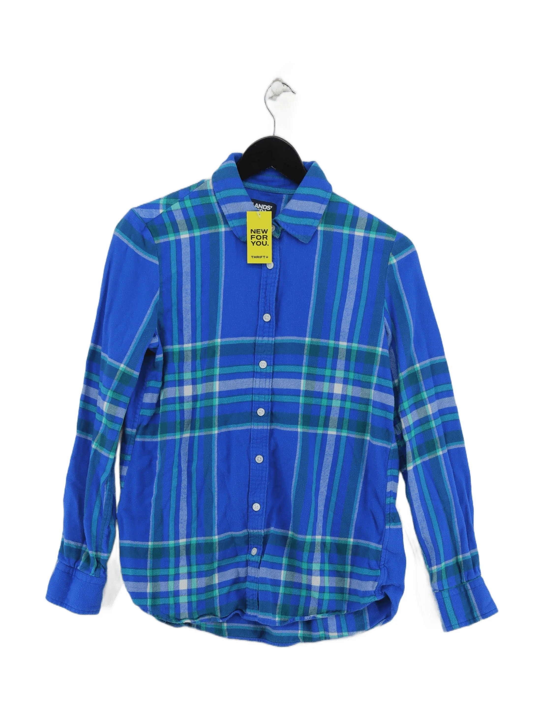 Lands End Men's Shirt S Blue Checkered 100% Cotton Basic