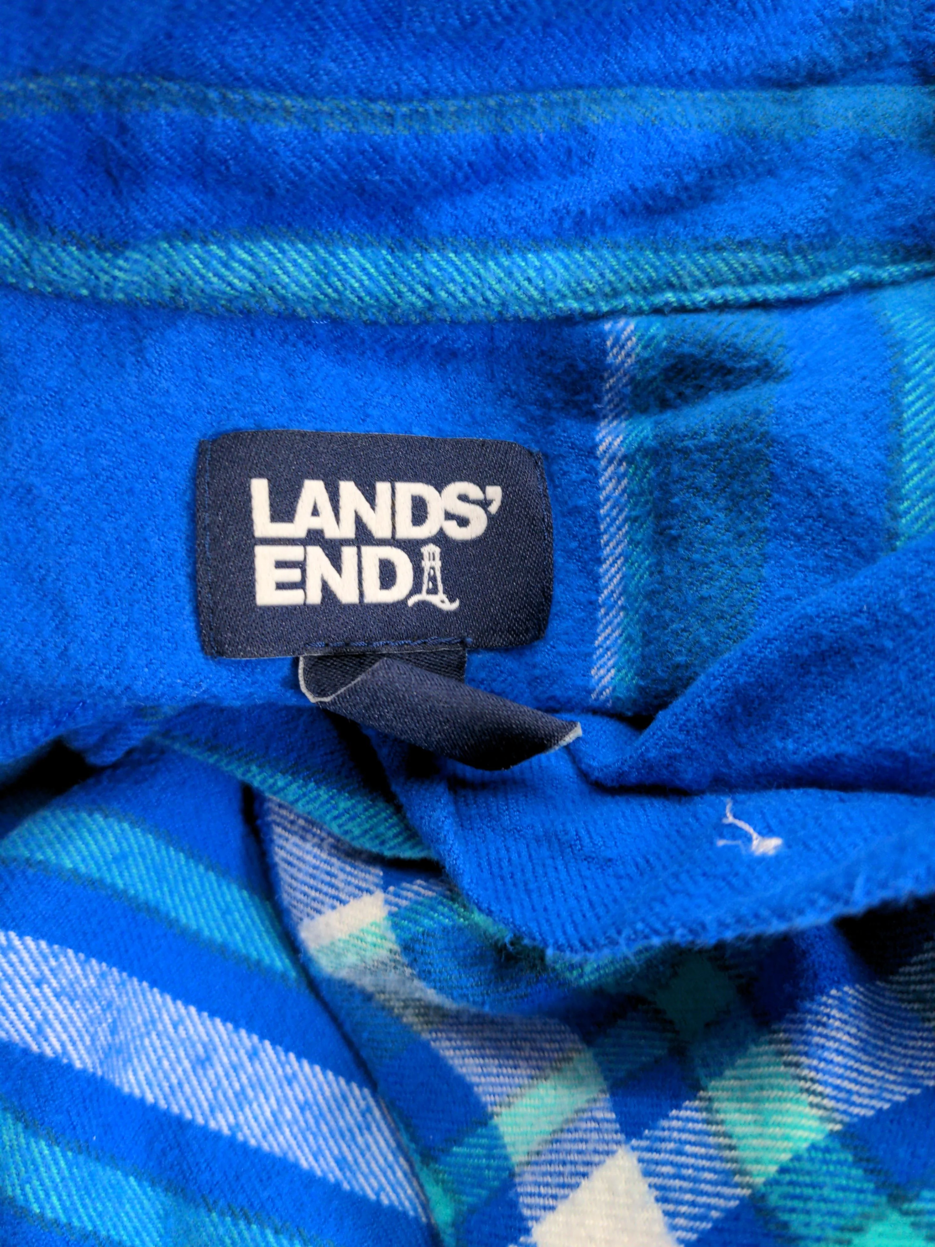Lands End Men's Shirt S Blue Checkered 100% Cotton Basic - Image 6