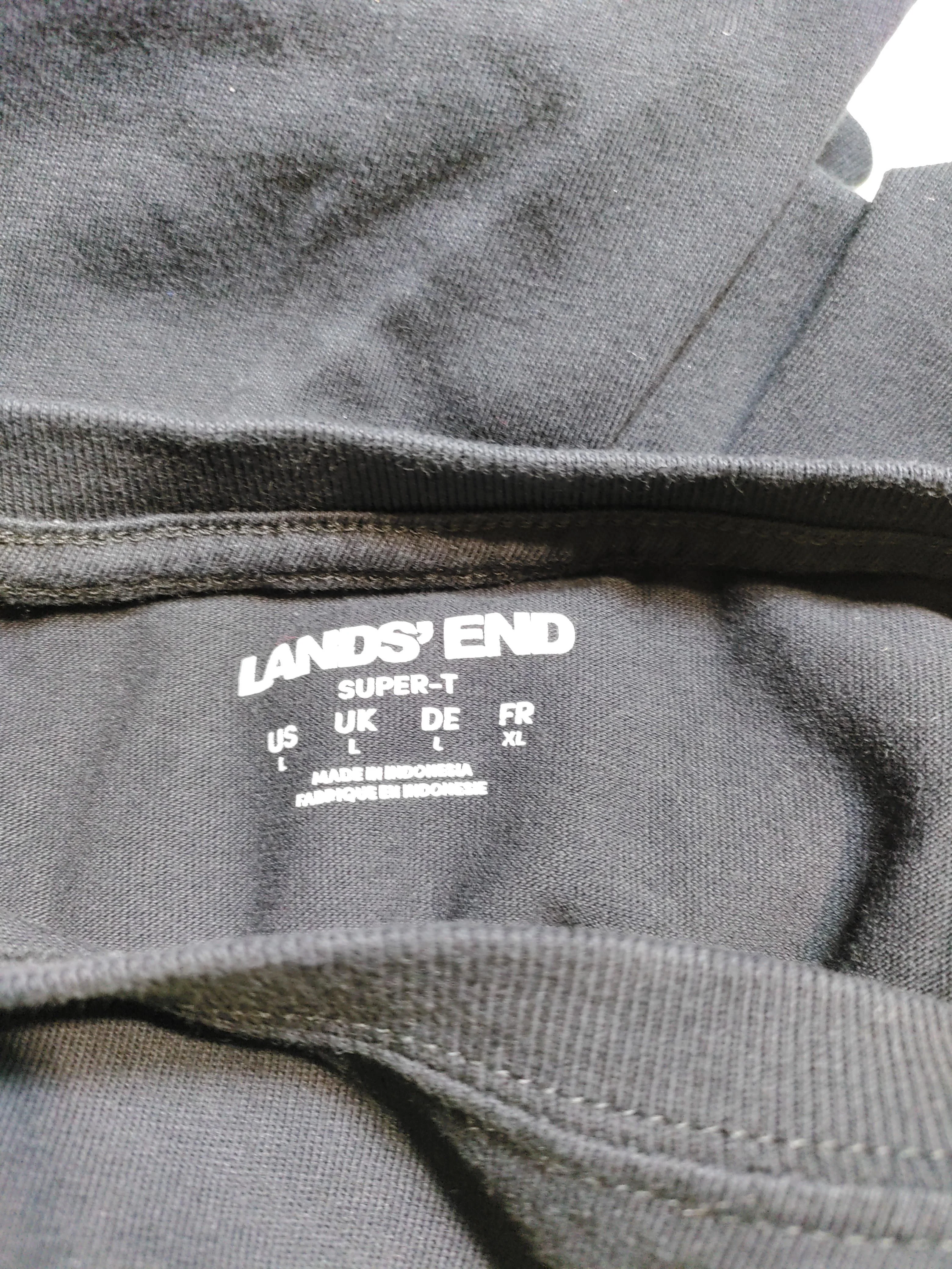 Lands End Men's T-Shirt L Black 100% Cotton Basic - Image 5