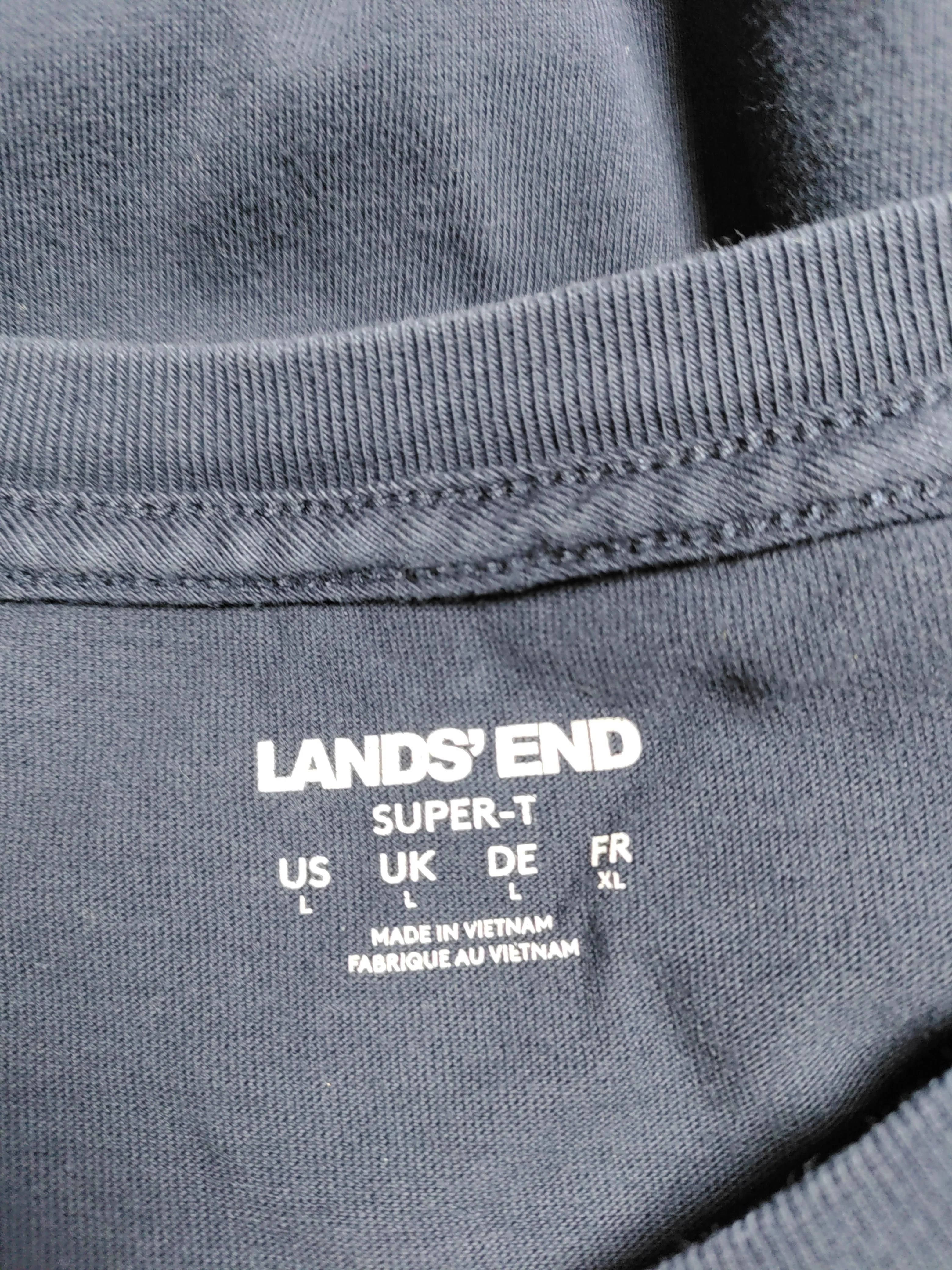 Lands End Men's T-Shirt L Blue 100% Cotton Basic - Image 5