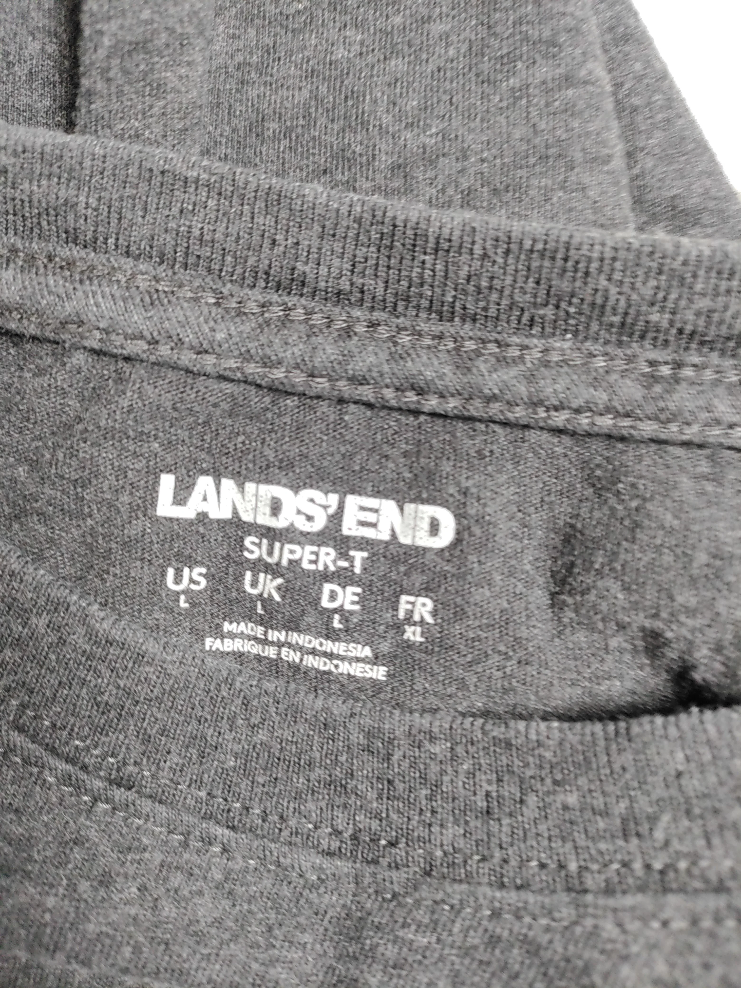 Lands End Men's T-Shirt L Grey 100% Cotton Basic - Image 5