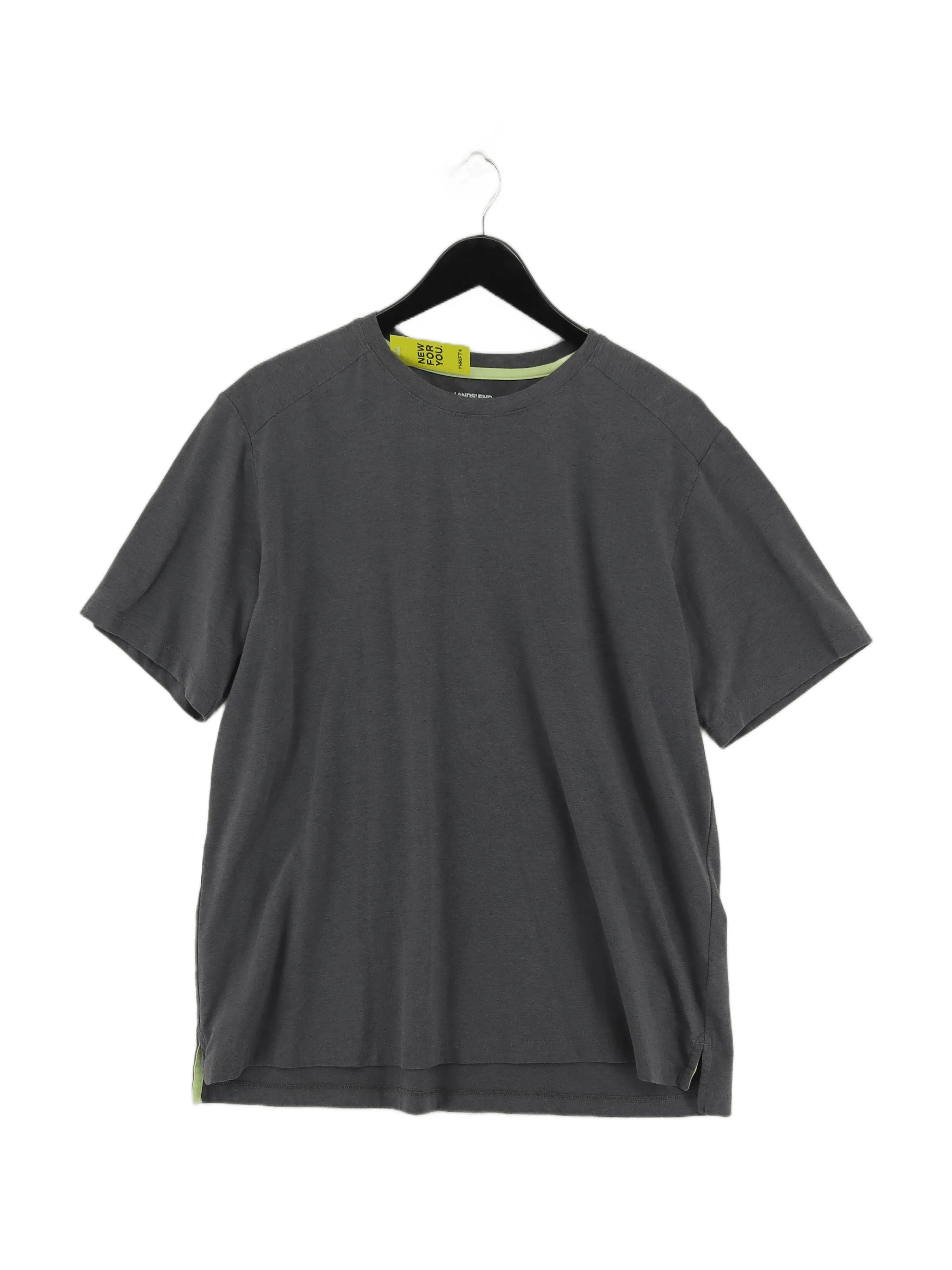 Lands End Men's T-Shirt L Grey Cotton with Polyester, Elastane Basic