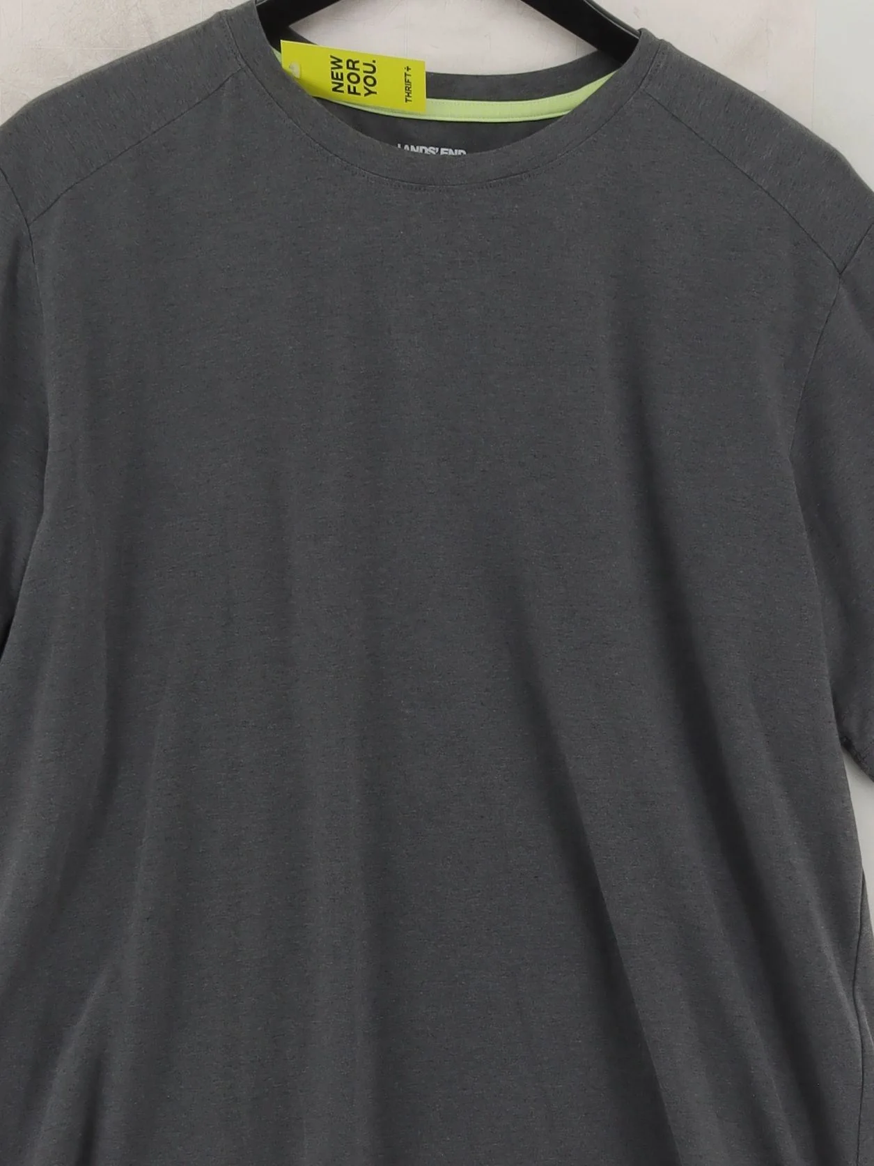 Lands End Men's T-Shirt L Grey Cotton with Polyester, Elastane Basic - Image 3