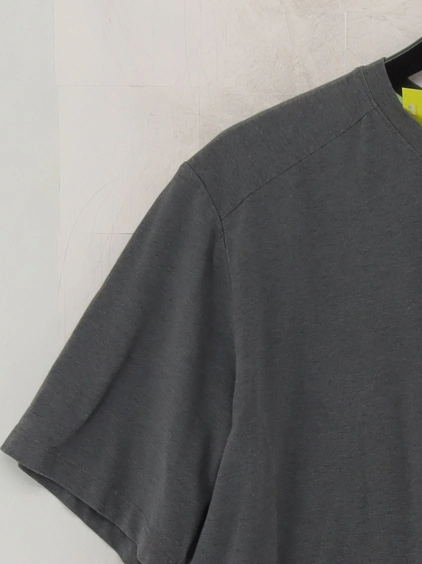 Lands End Men's T-Shirt L Grey Cotton with Polyester, Elastane Basic - Image 4