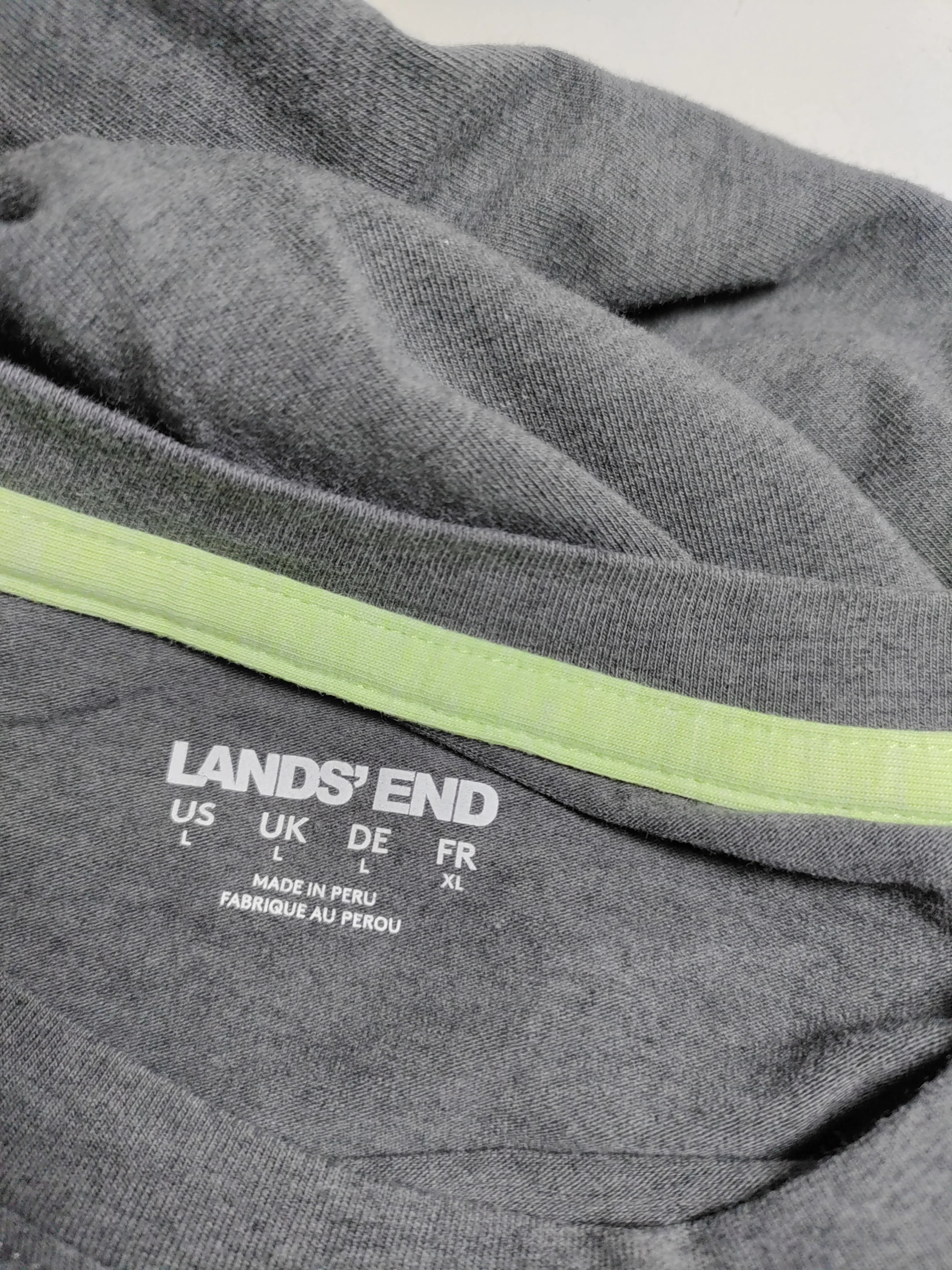 Lands End Men's T-Shirt L Grey Cotton with Polyester, Elastane Basic - Image 5