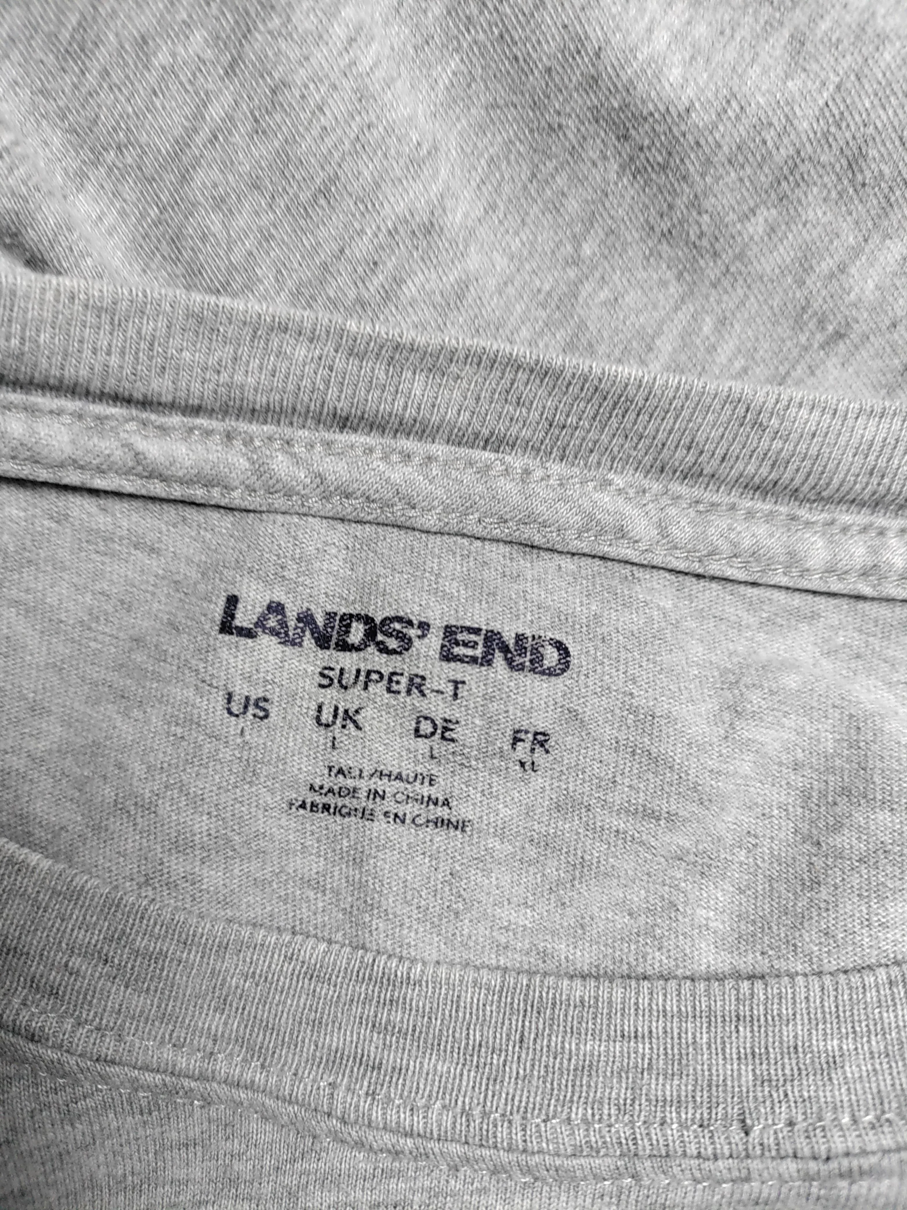 Lands End Men's T-Shirt XL Grey 100% Cotton Basic - Image 5