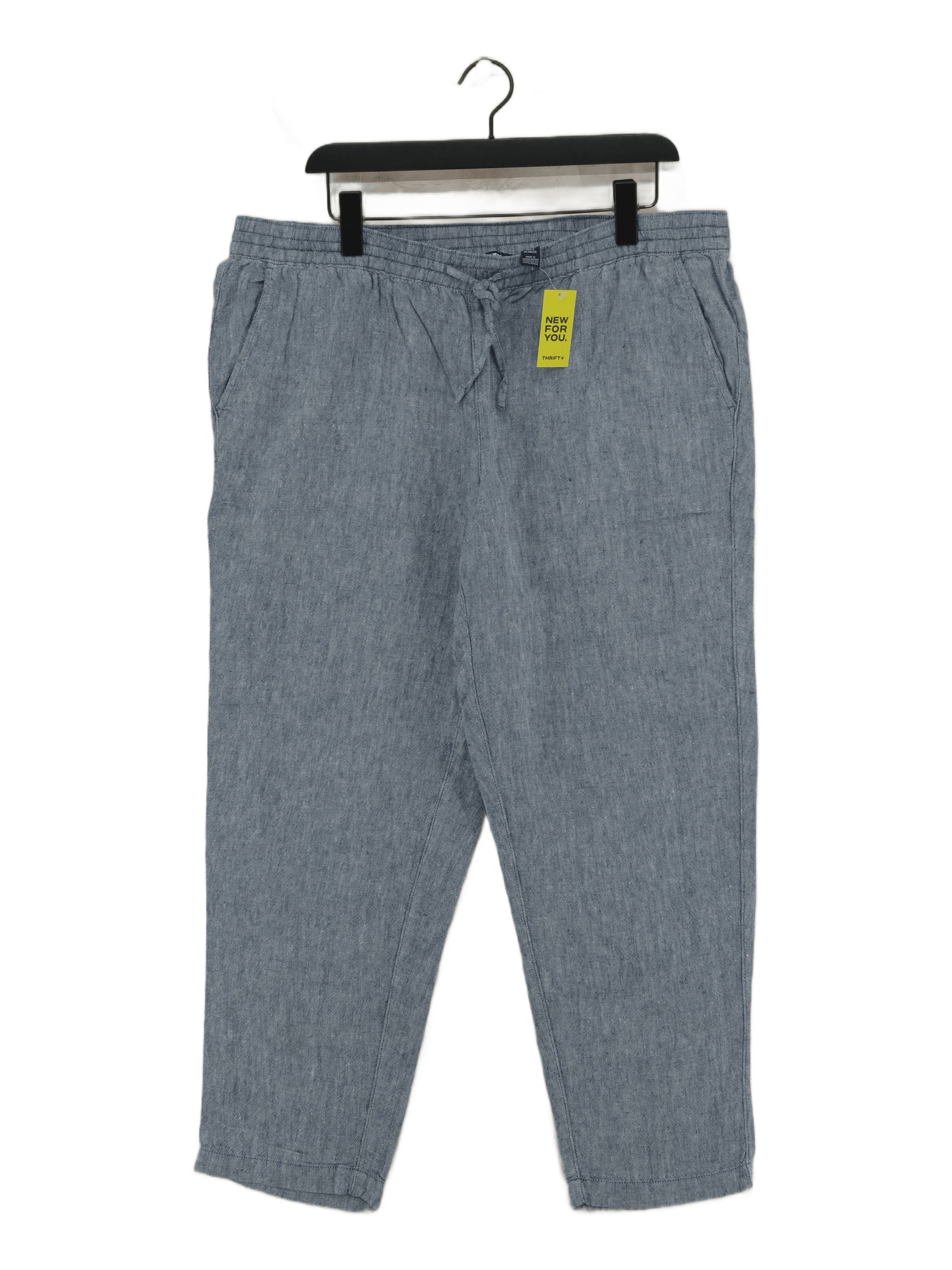 Lands End Men's Trousers M Blue 100% Linen Tapered Chino