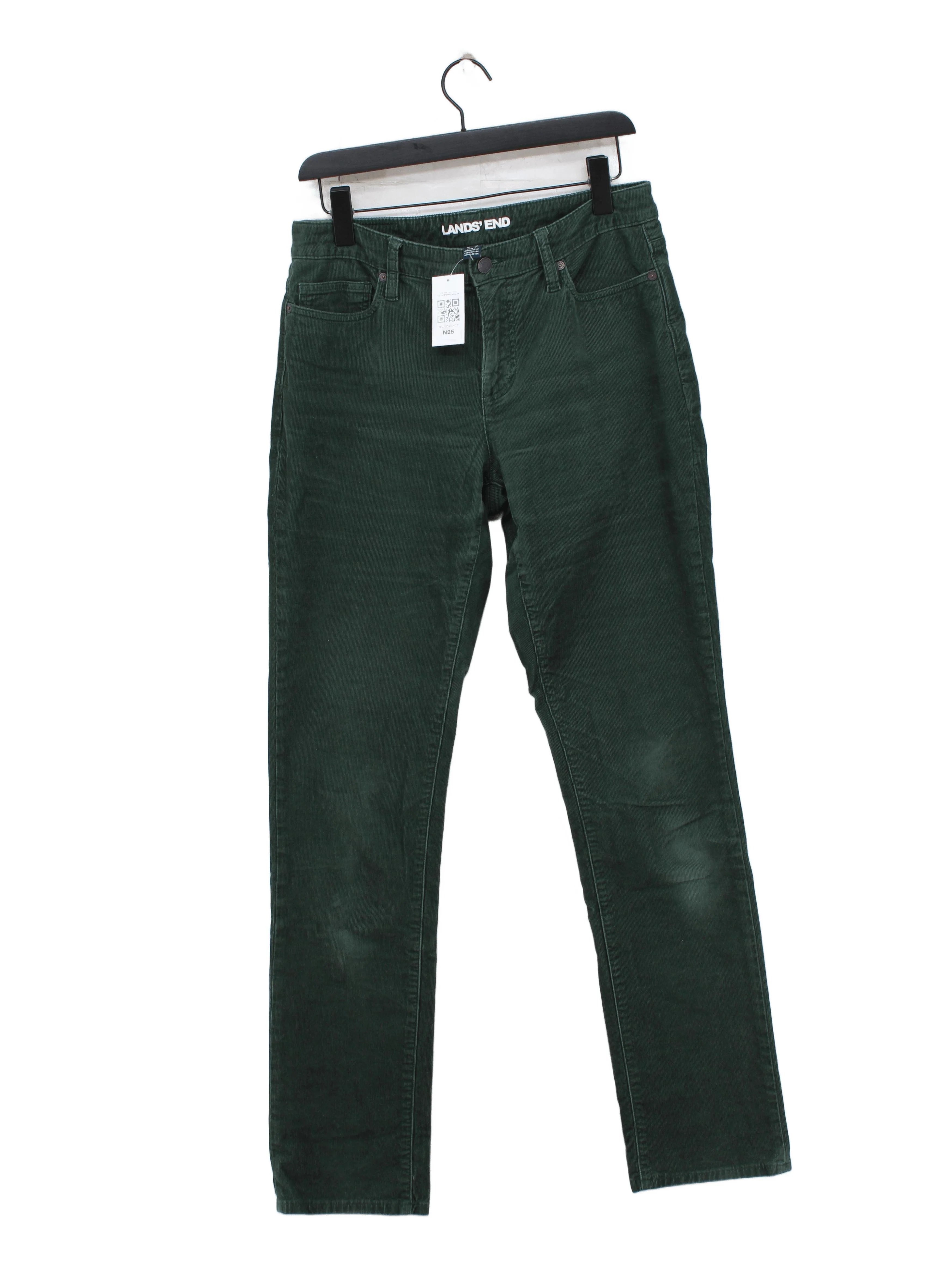 Lands End Men's Trousers M Green Cotton with Spandex Straight Chino