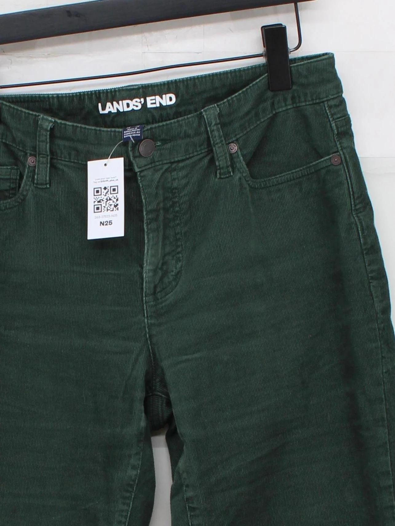 Lands End Men's Trousers M Green Cotton with Spandex Straight Chino - Image 3