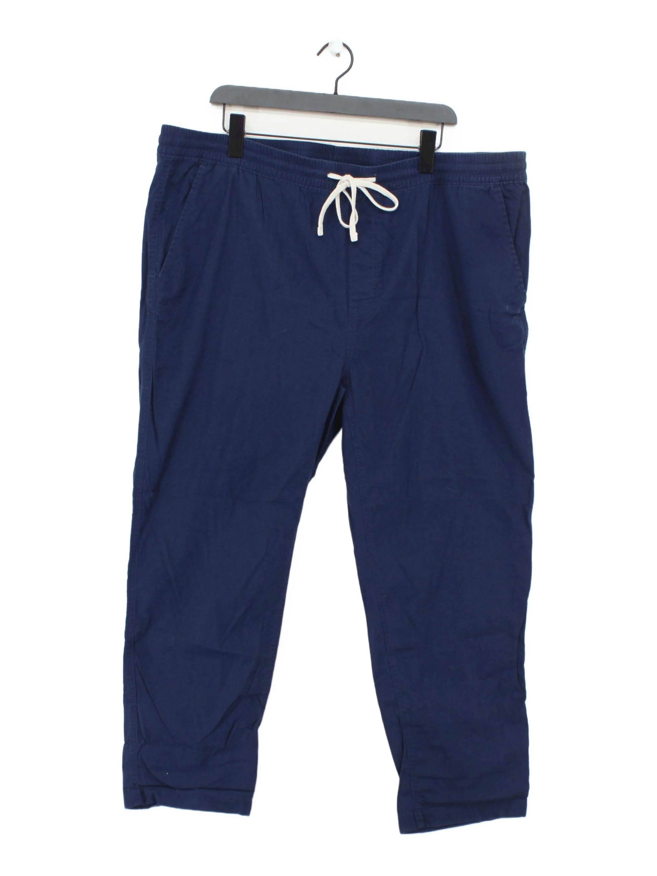 Lands End Men's Trousers XXL Blue Linen with Cotton Tapered Chino