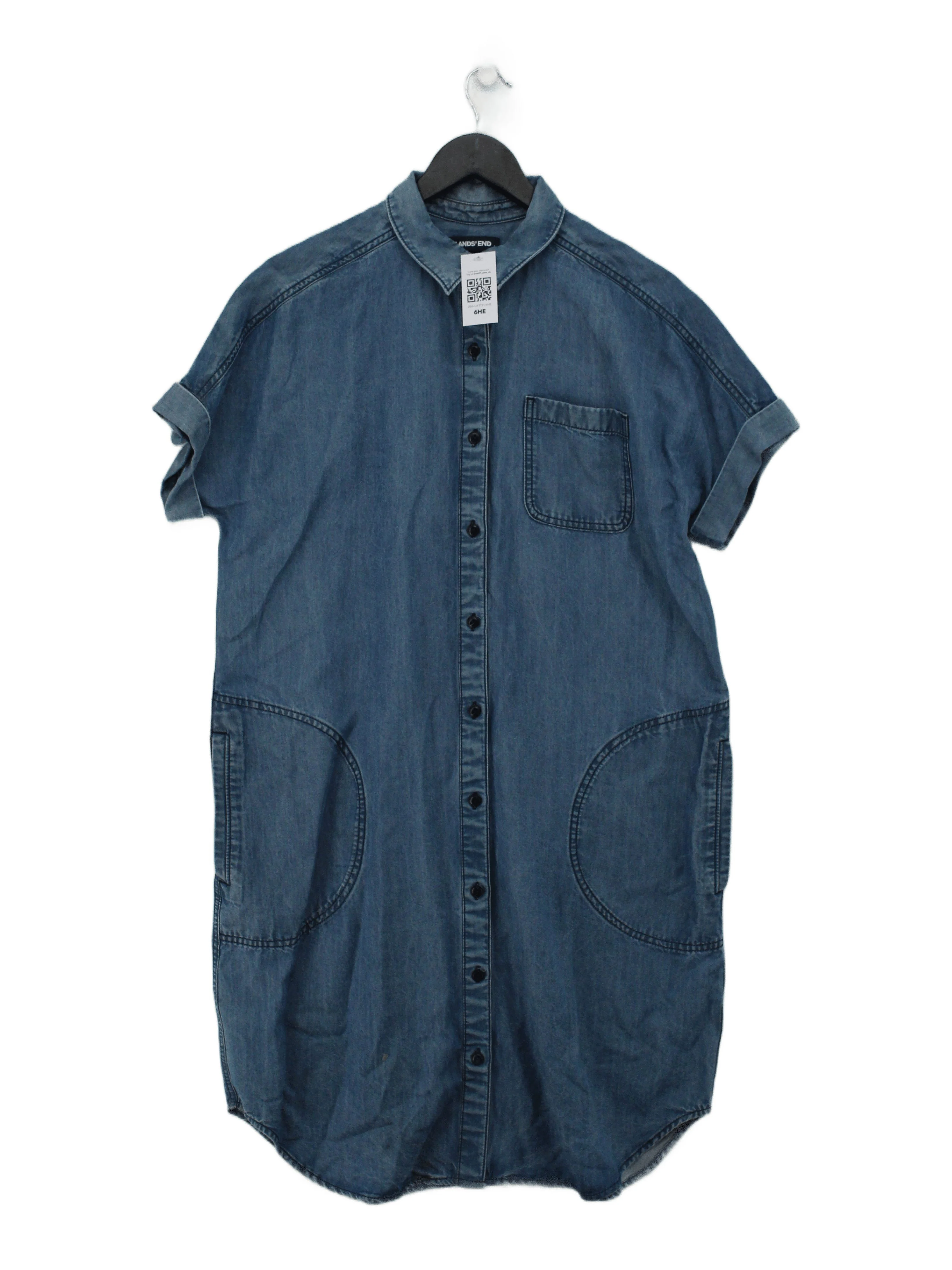 Lands End Shirt Mini Dress UK14 in Blue