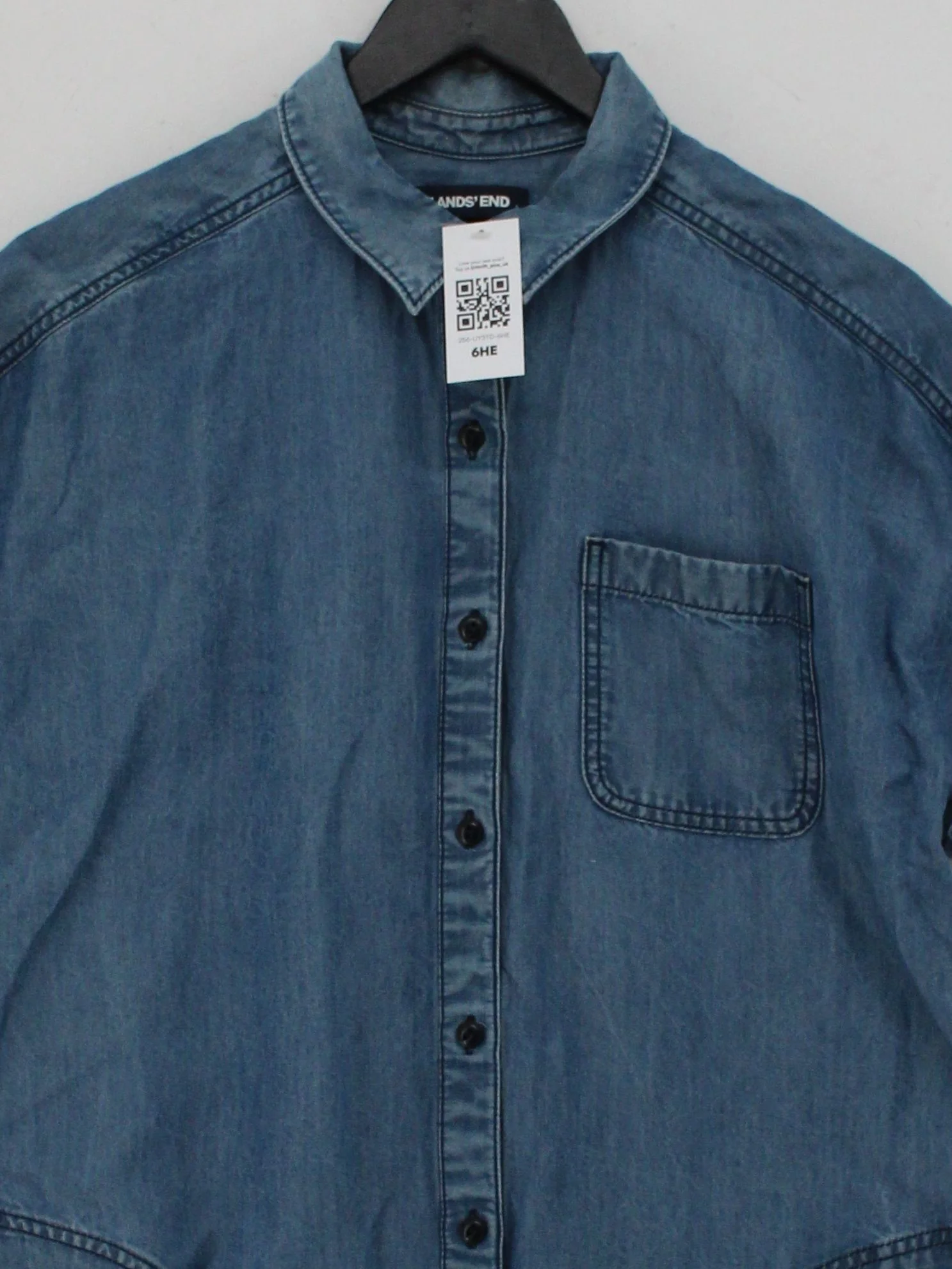 Lands End Shirt Mini Dress UK14 in Blue - Image 3