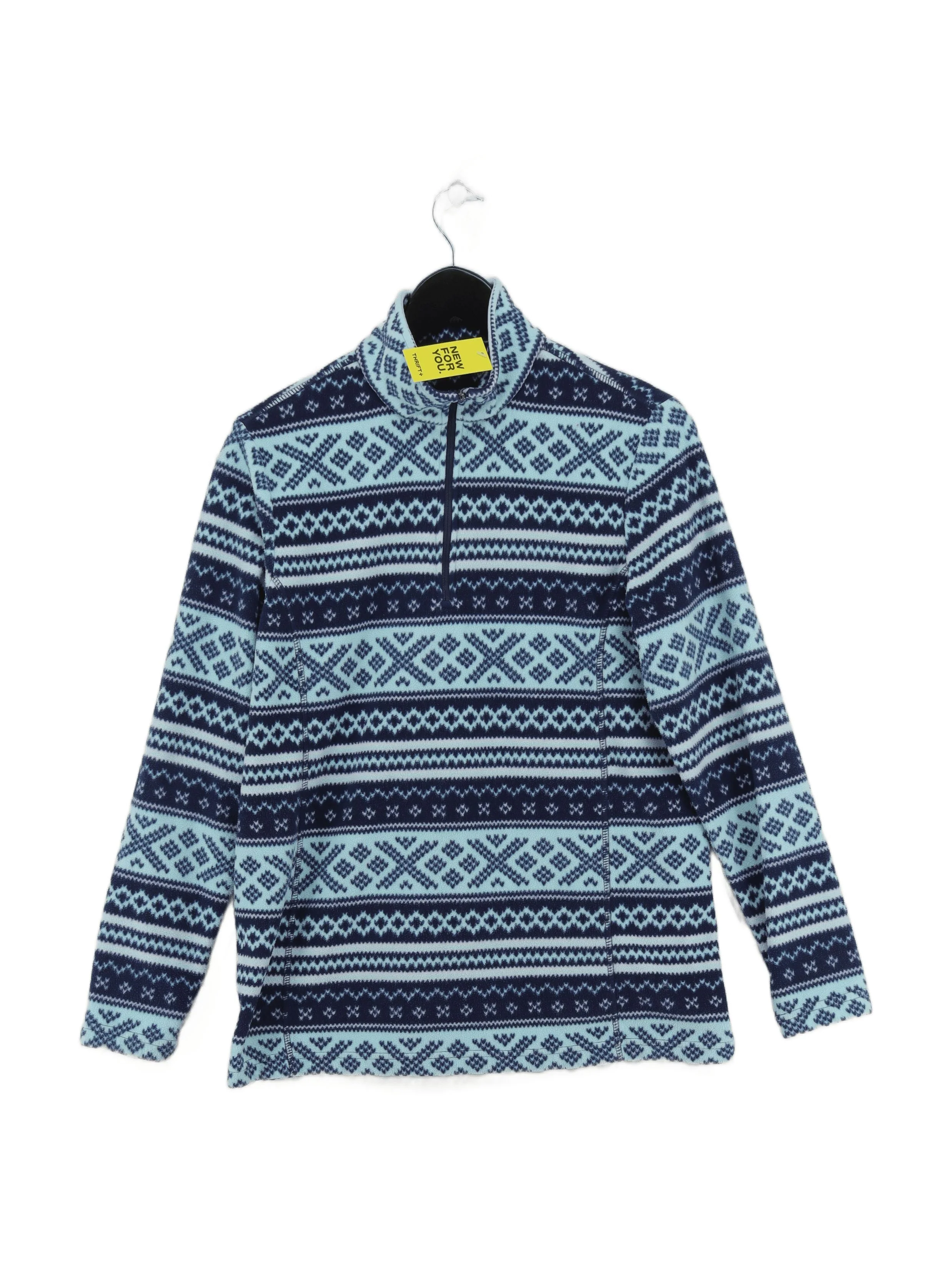 Lands End Women's Hoodie M Blue Geometric 100% Polyester Pullover