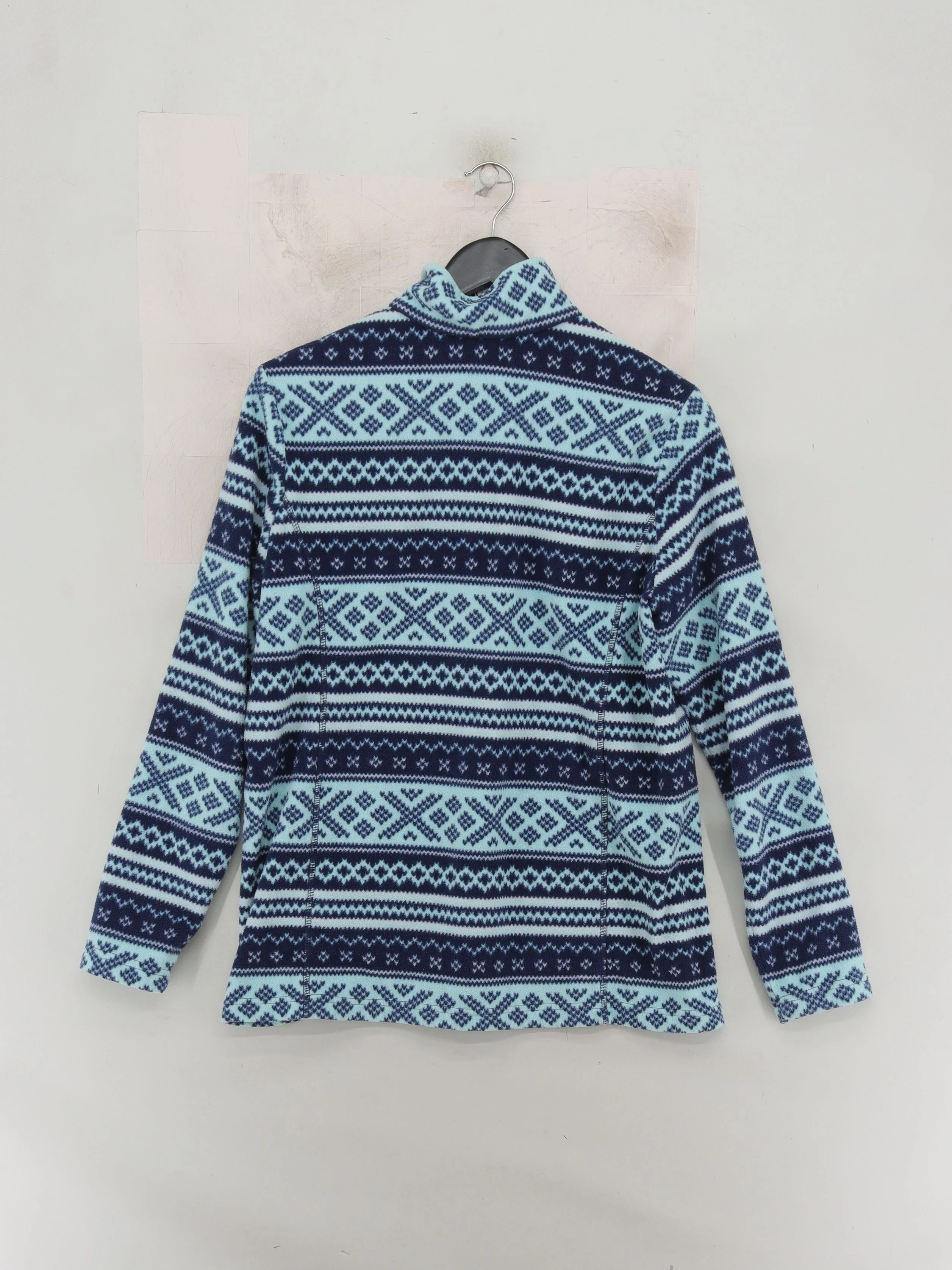 Lands End Women's Hoodie M Blue Geometric 100% Polyester Pullover - Image 2