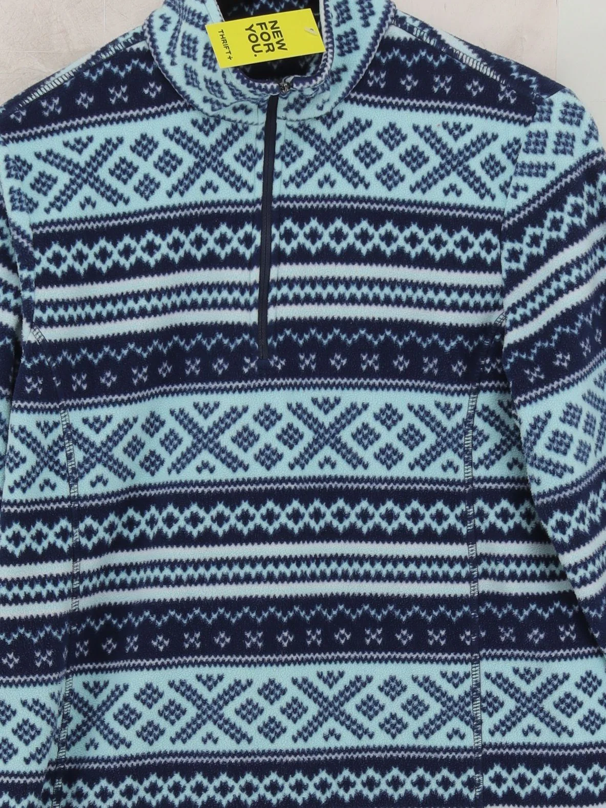 Lands End Women's Hoodie M Blue Geometric 100% Polyester Pullover - Image 3