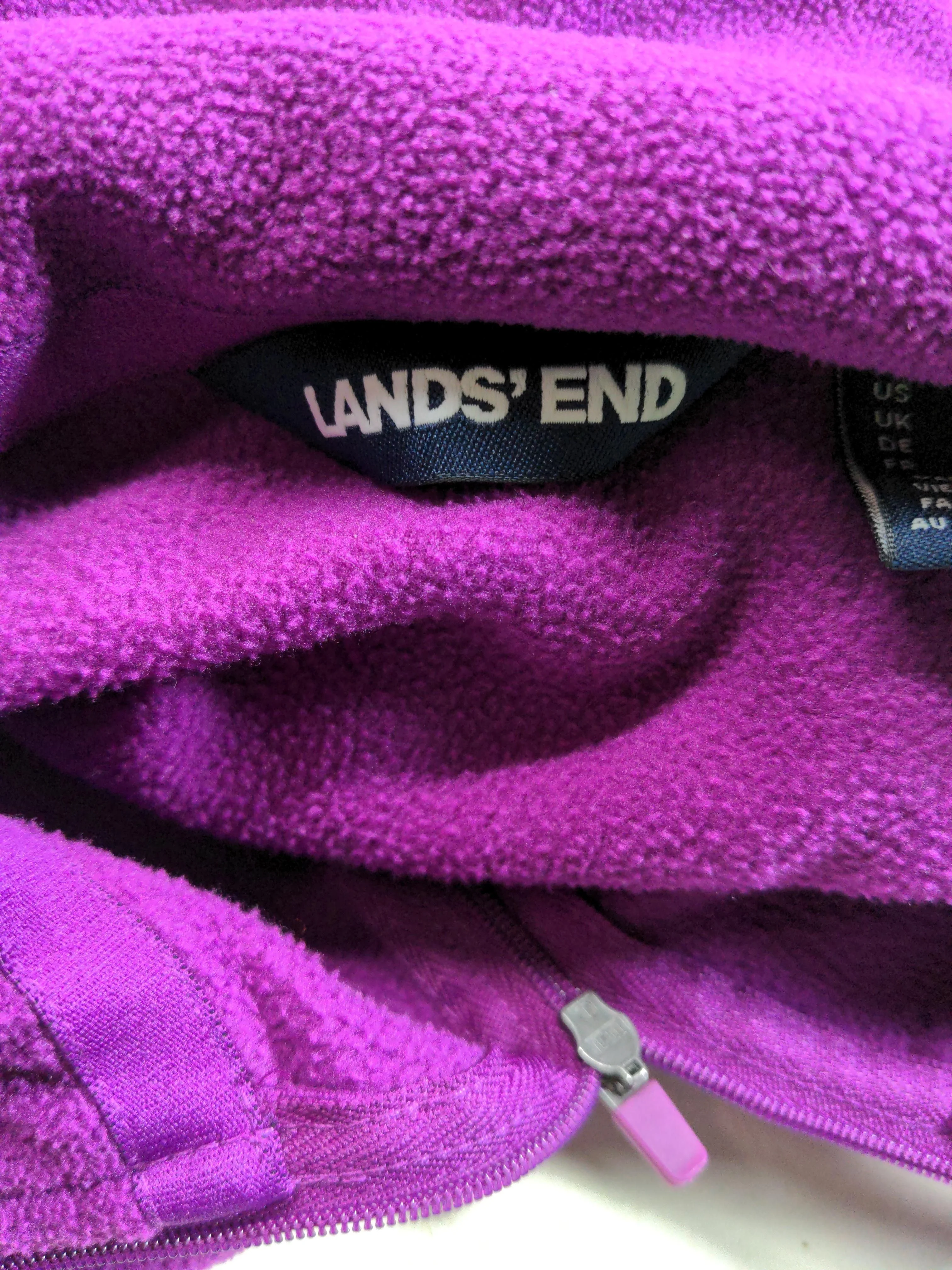 Lands End Women's Hoodie M Purple 100% Polyester Pullover - Image 5