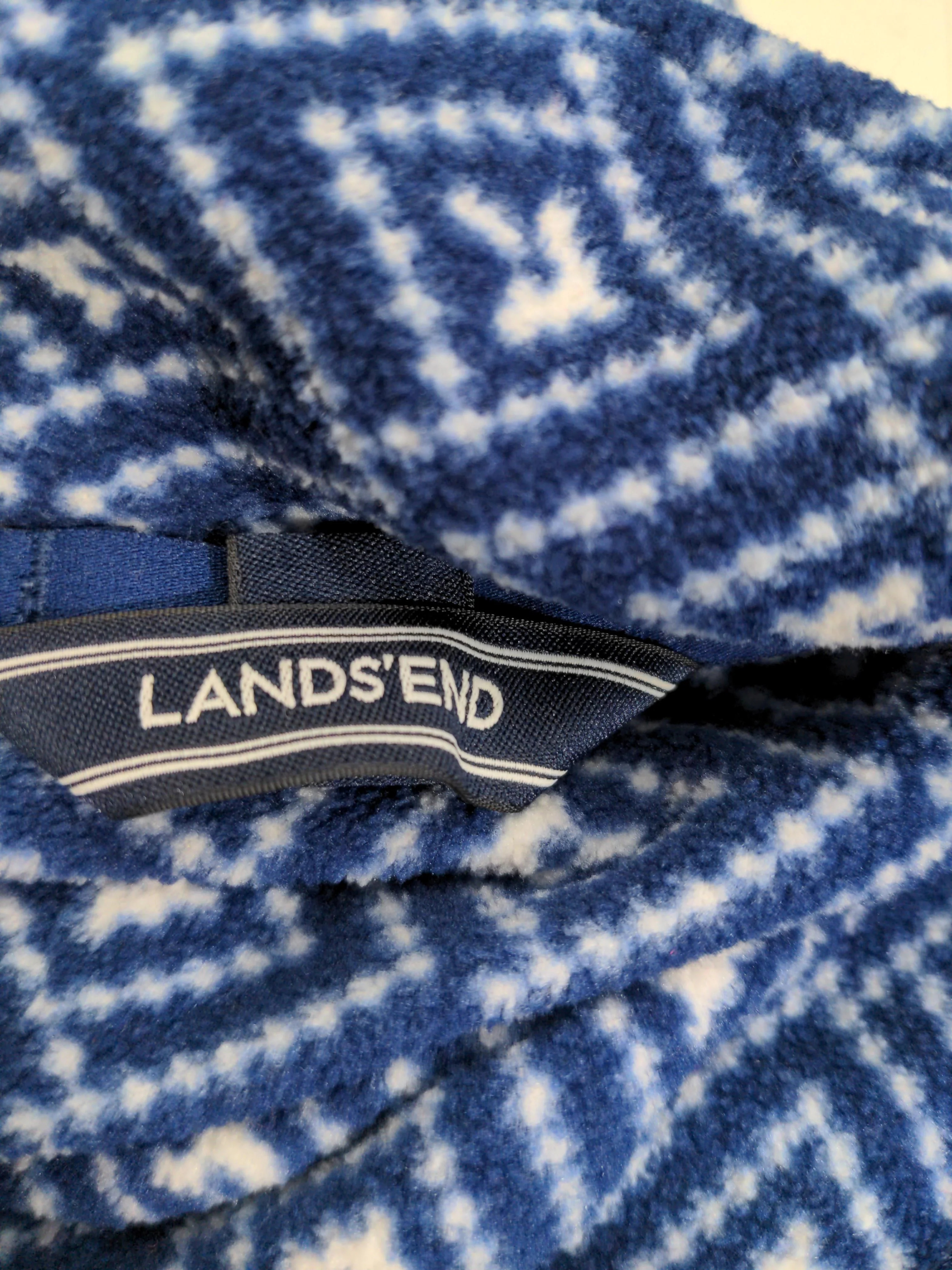 Lands End Women's Hoodie S Blue Geometric 100% Polyester Pullover - Image 5