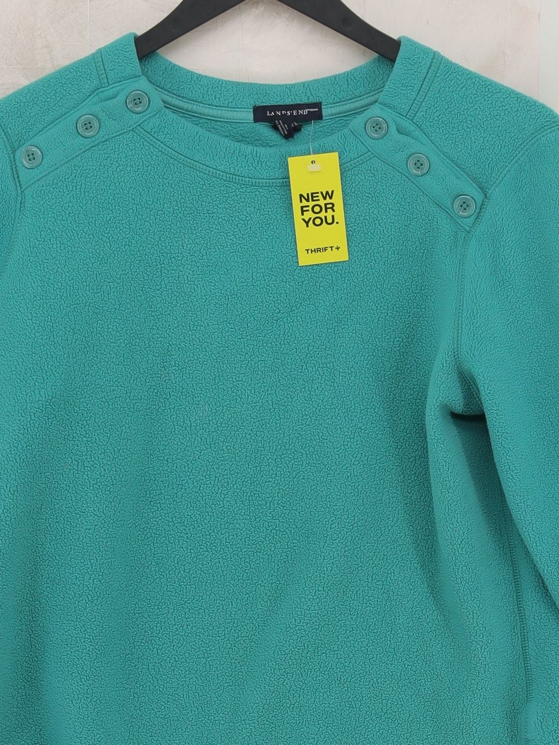 Lands End Women's Jumper M Green Polyester with Elastane Round Neck Pullover - Image 3