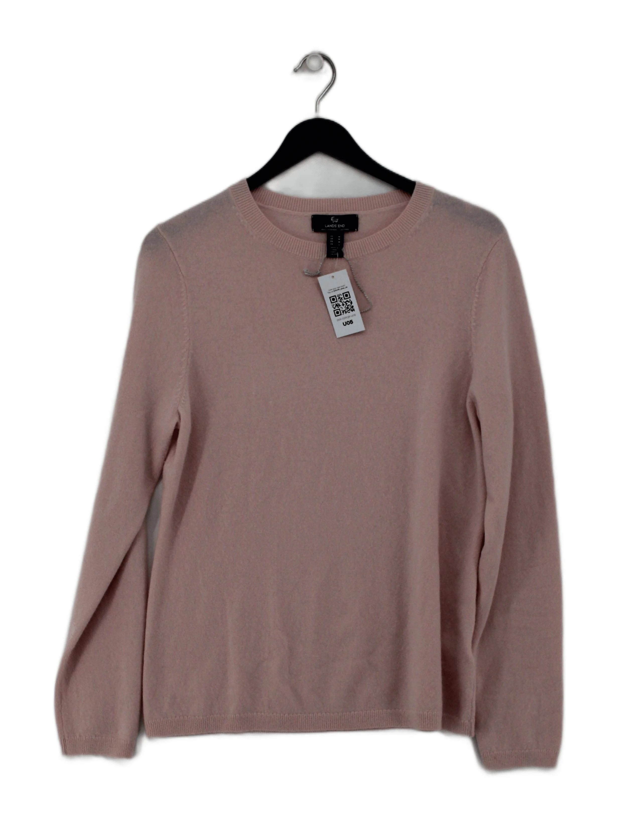 Lands End Women's Jumper M Pink 100% Cashmere Round Neck Pullover