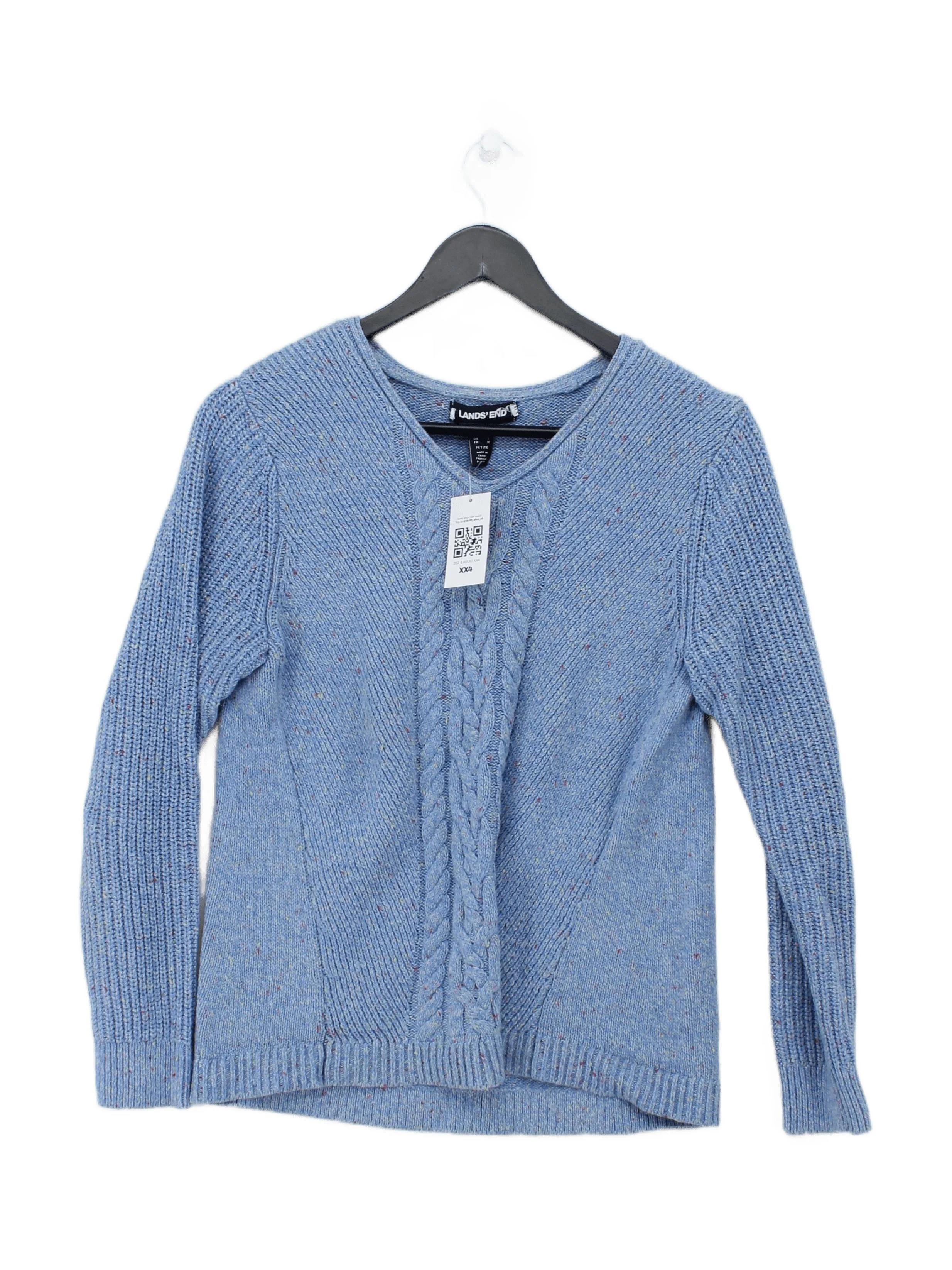 Lands End Women's Jumper S Blue Cotton with Acrylic, Nylon Round Neck Pullover