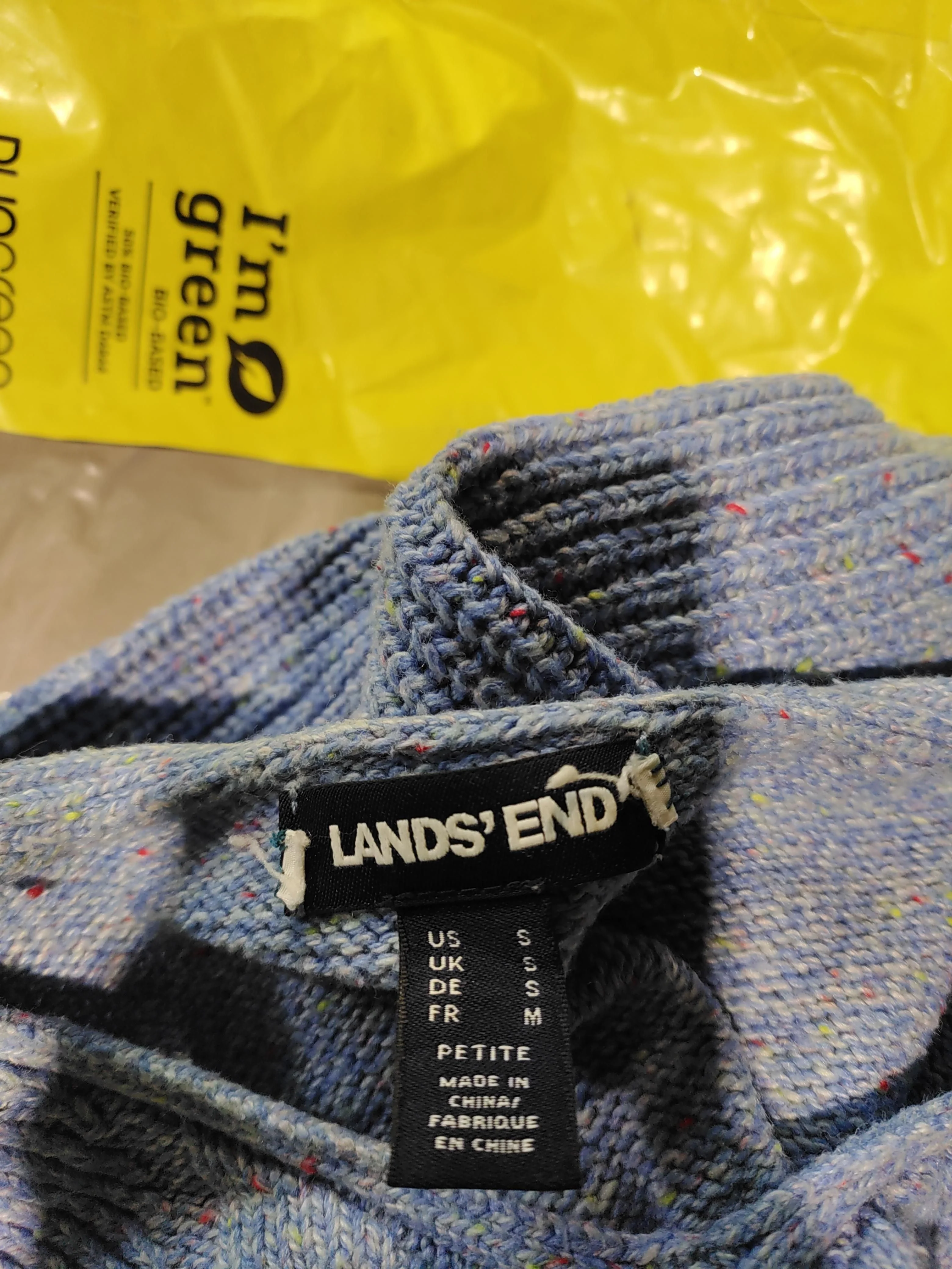 Lands End Women's Jumper S Blue Cotton with Acrylic, Nylon Round Neck Pullover - Image 5