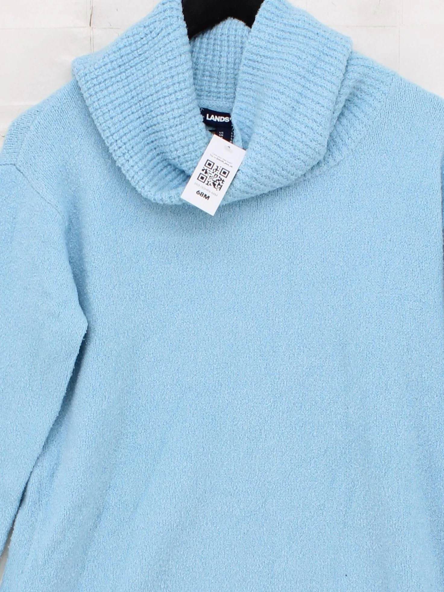 Lands End Women's Jumper S Blue Nylon with Acrylic, Polyester High Neck Pullover - Image 3