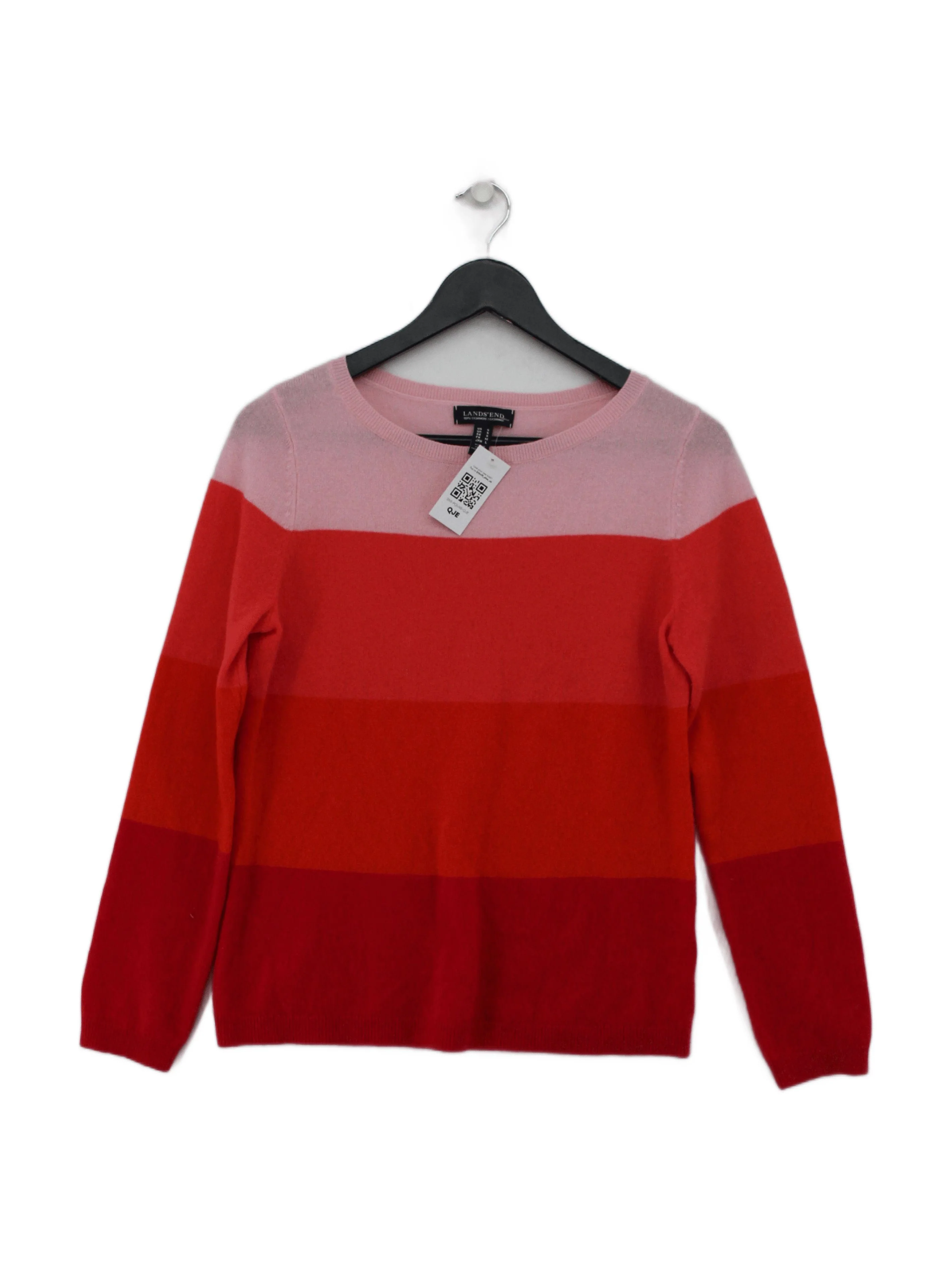 Lands End Women's Jumper UK 10 Multi Striped 100% Cashmere Round Neck Pullover