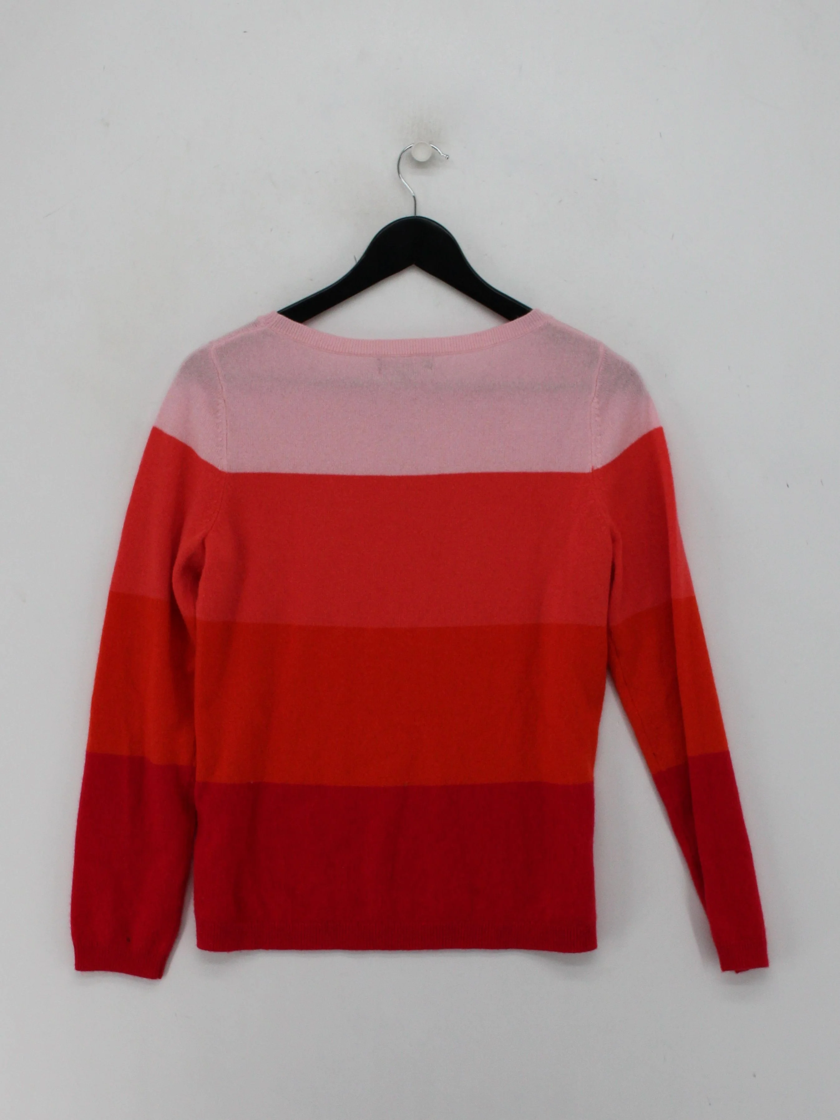 Lands End Women's Jumper UK 10 Multi Striped 100% Cashmere Round Neck Pullover - Image 2